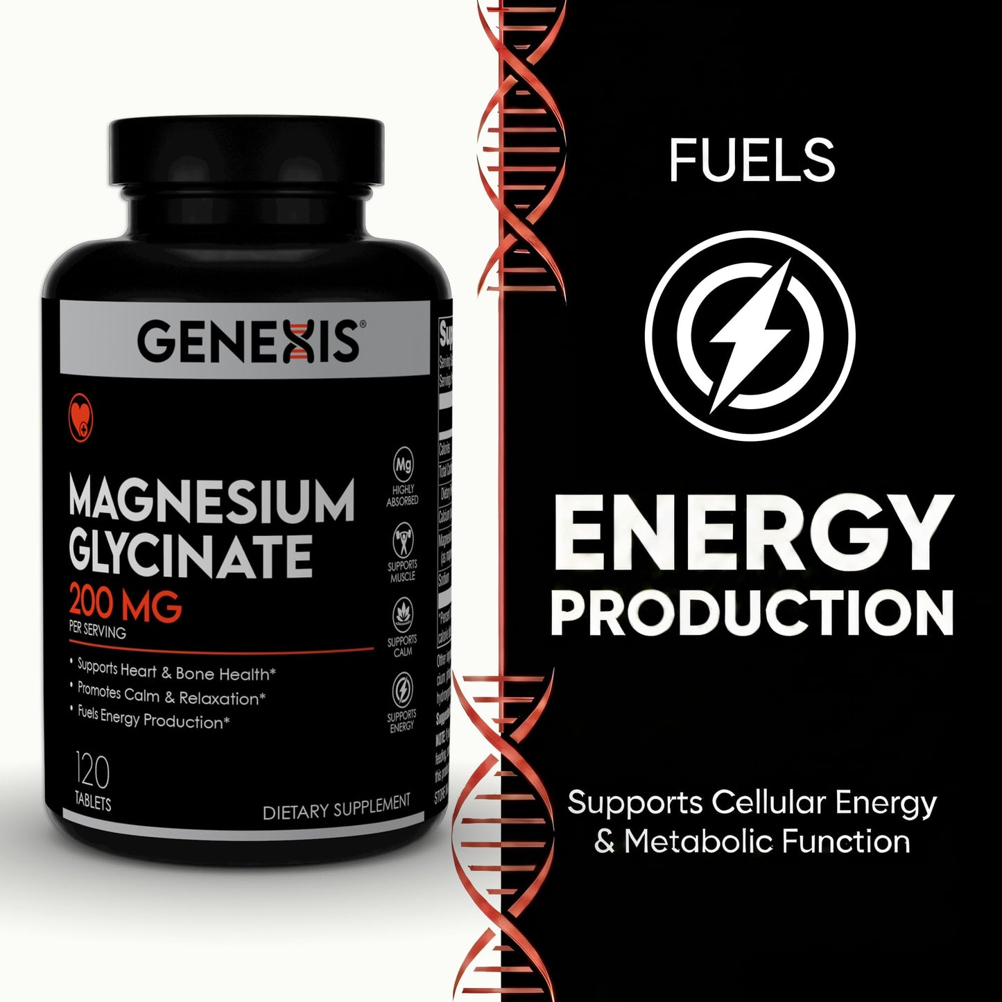 Genexis Magnesium Glycinate 200mg Tablets, 120 Tablets
