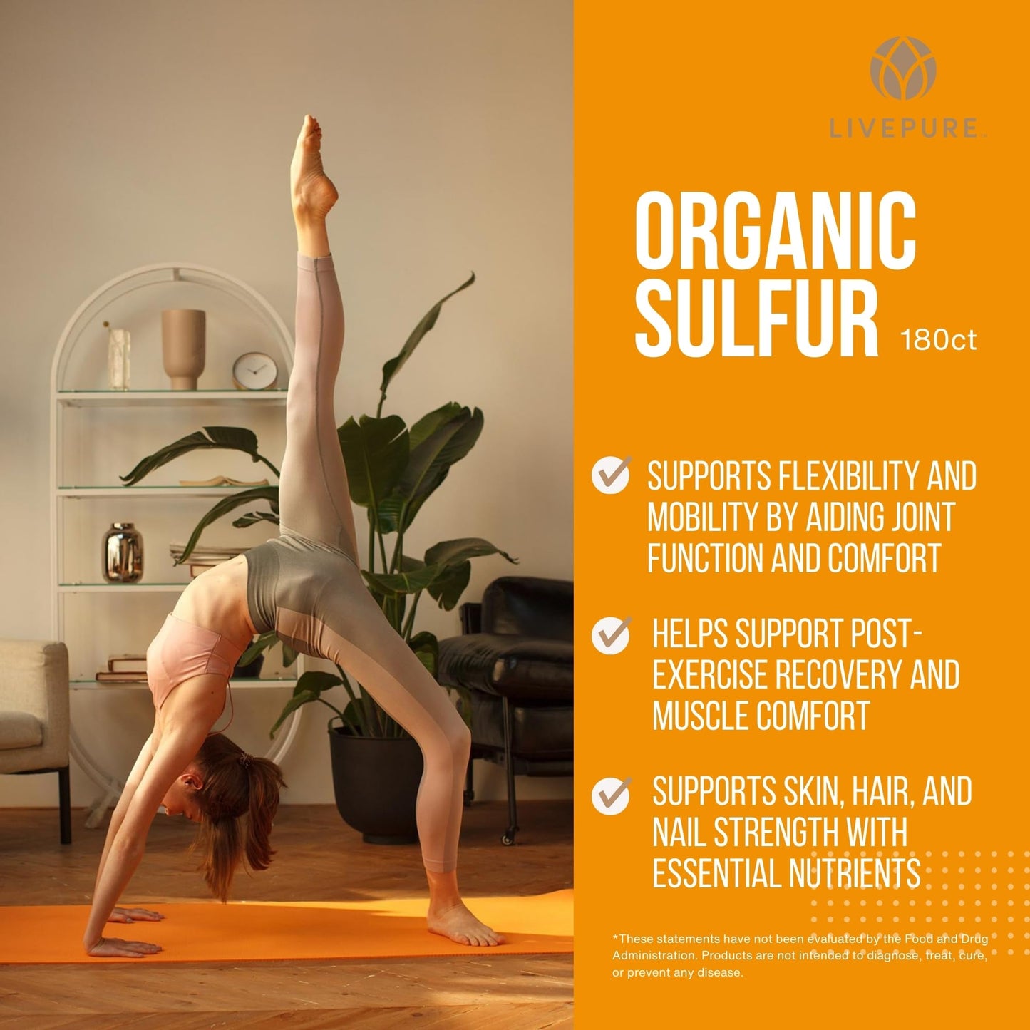 PURE Organic Sulfur MSM 180 Capsules