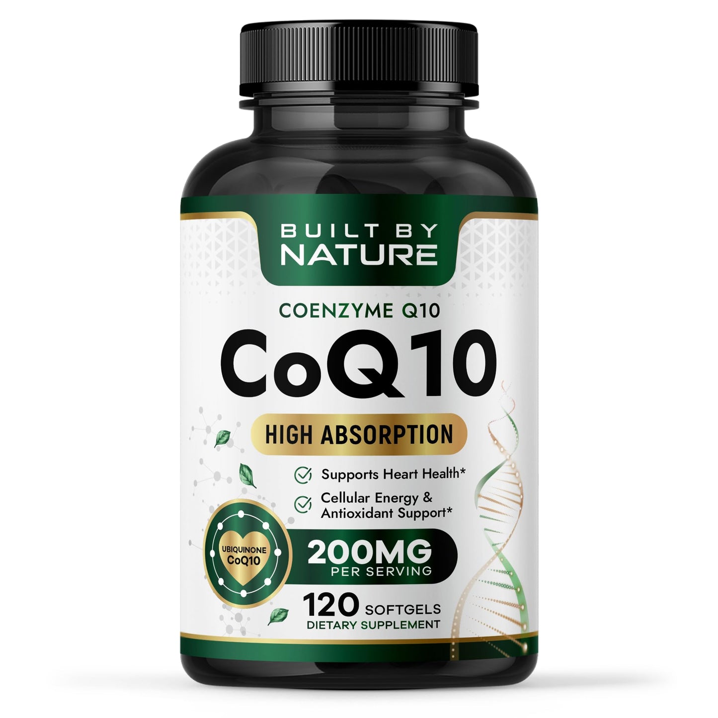 Built by Nature CoQ10 Supplement with Coconut MCT Oil Softgels 120 Count