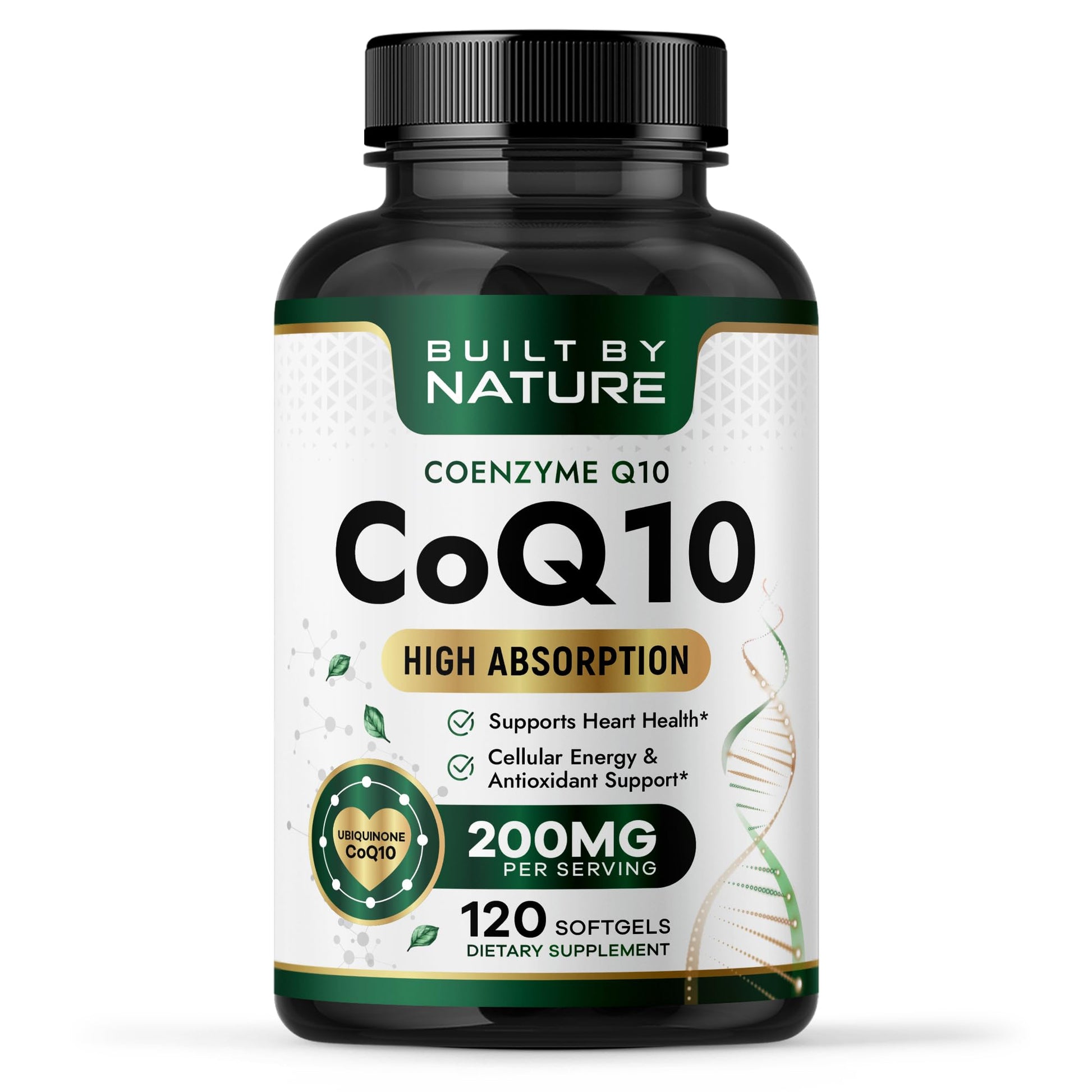Built by Nature CoQ10 Supplement with Coconut MCT Oil Softgels 120 Count