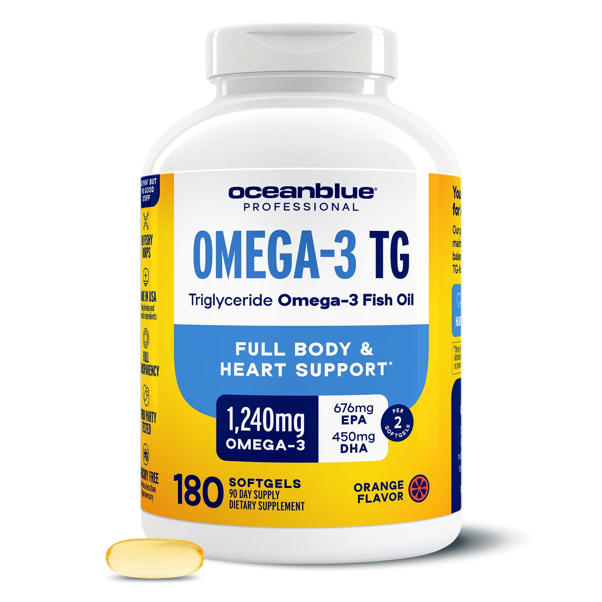 Oceanblue Omega-3 rTG Fish Oil Softgels 180 Count