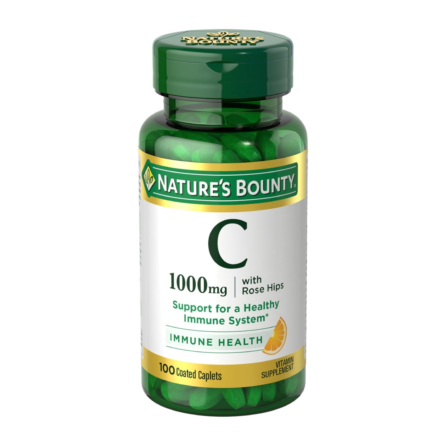 Nature's Bounty Vitamin C + Rose Hips Tablets, 100 Count
