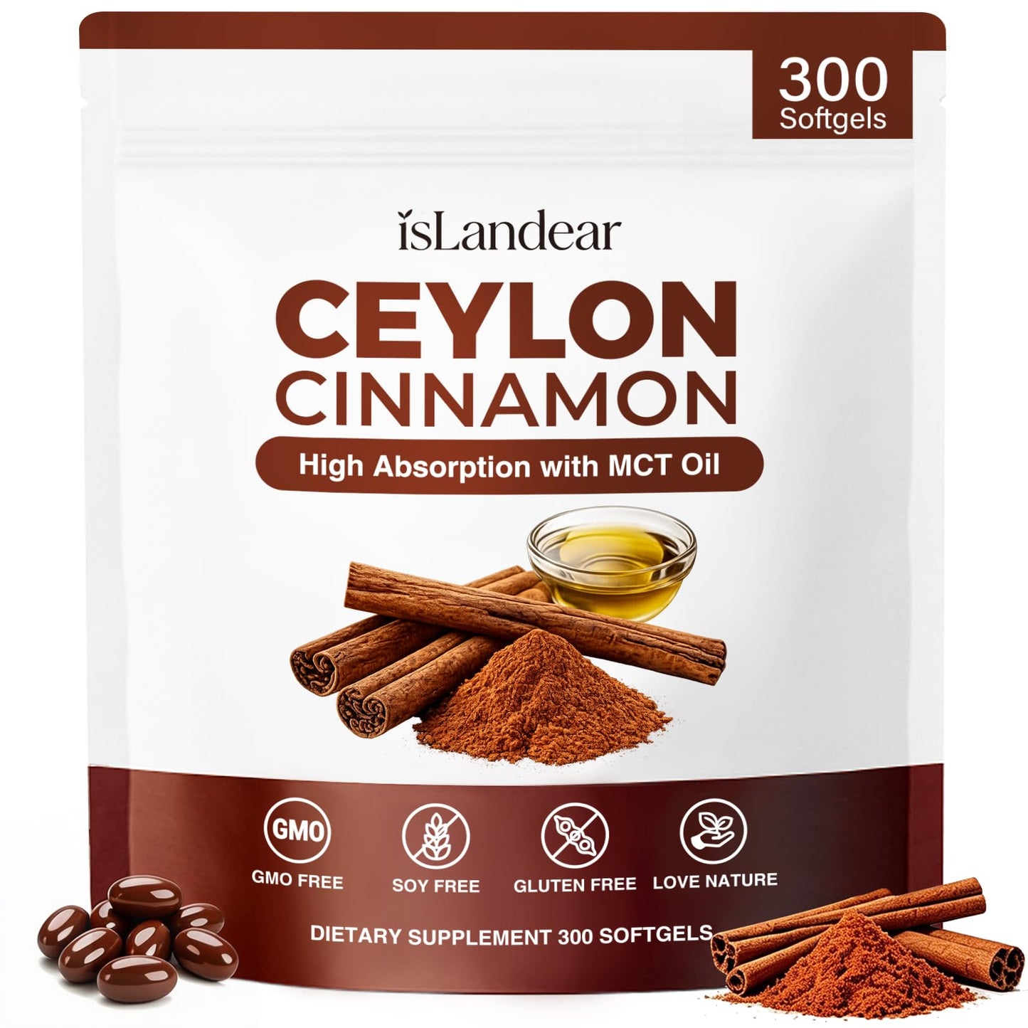 isLandear Ceylon Cinnamon Softgels 300 Count