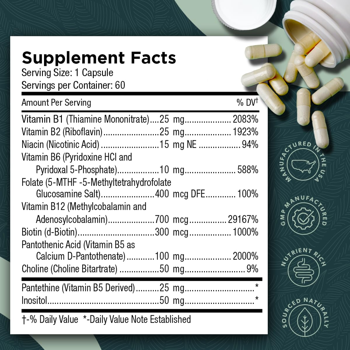 Athelas Neutraceuticals Tri-Methyl+ B Complex Methylated B Vitamins - Full Spectrum Methyl B Complex Vitamin Supplement For MTHFR Support with Active Forms of B12 Methylcobalamin, Adenosylcobalamin, and Methylfolate, 60 Capsules