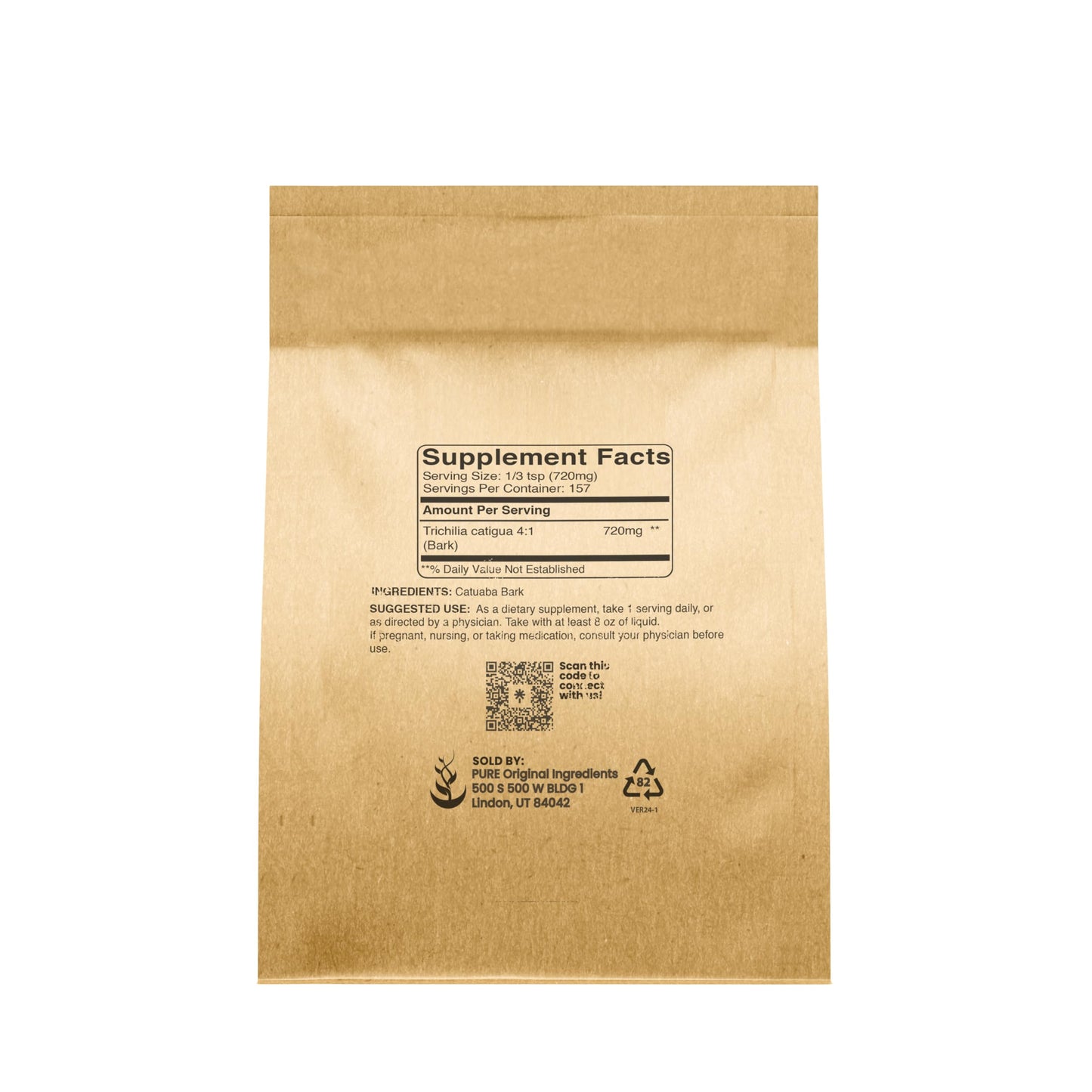 Pure Original Ingredients Catuaba Bark Extract Powder 4:1 Extract, 4 oz