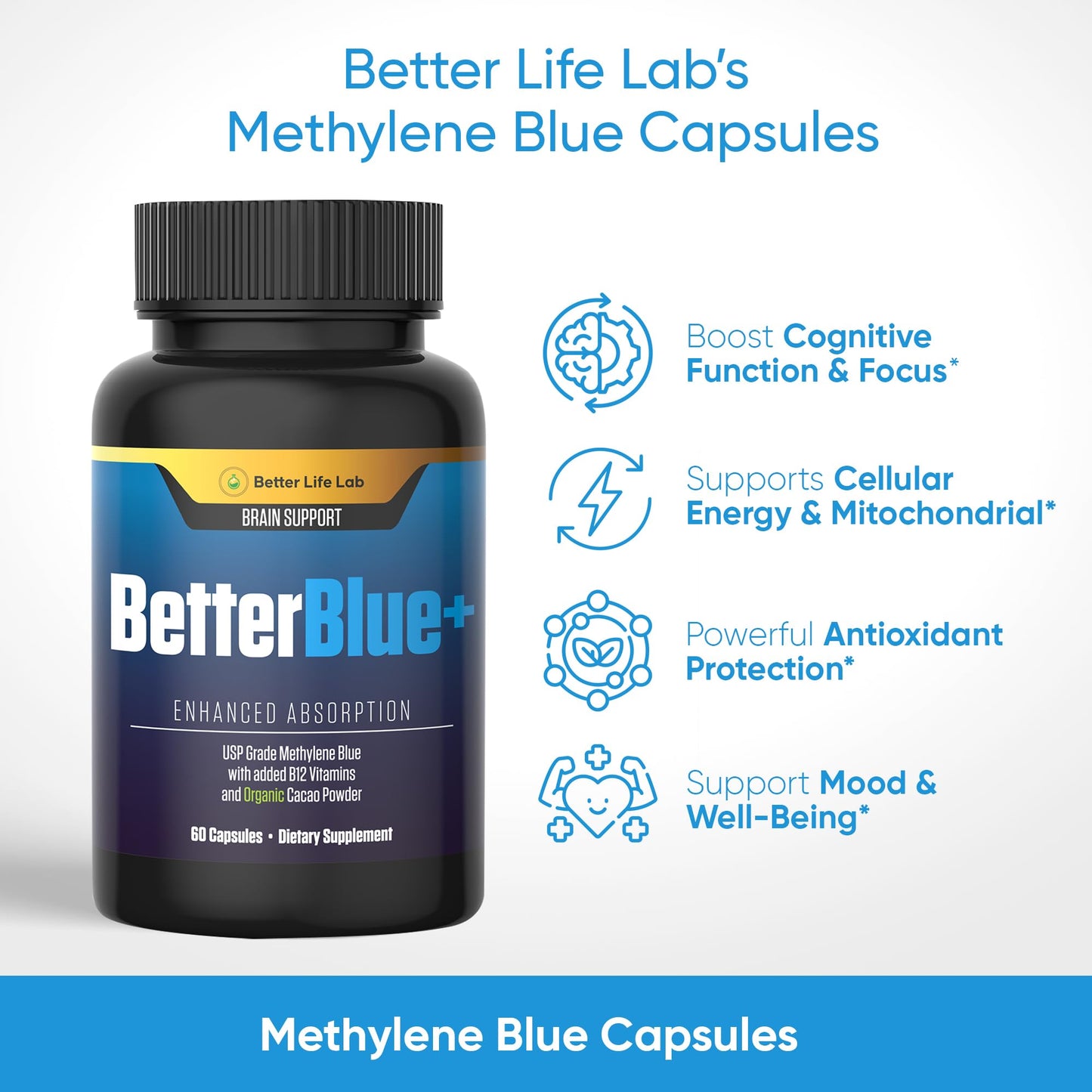 BETTER LIFE LAB Methylene Blue Capsules 60 Count