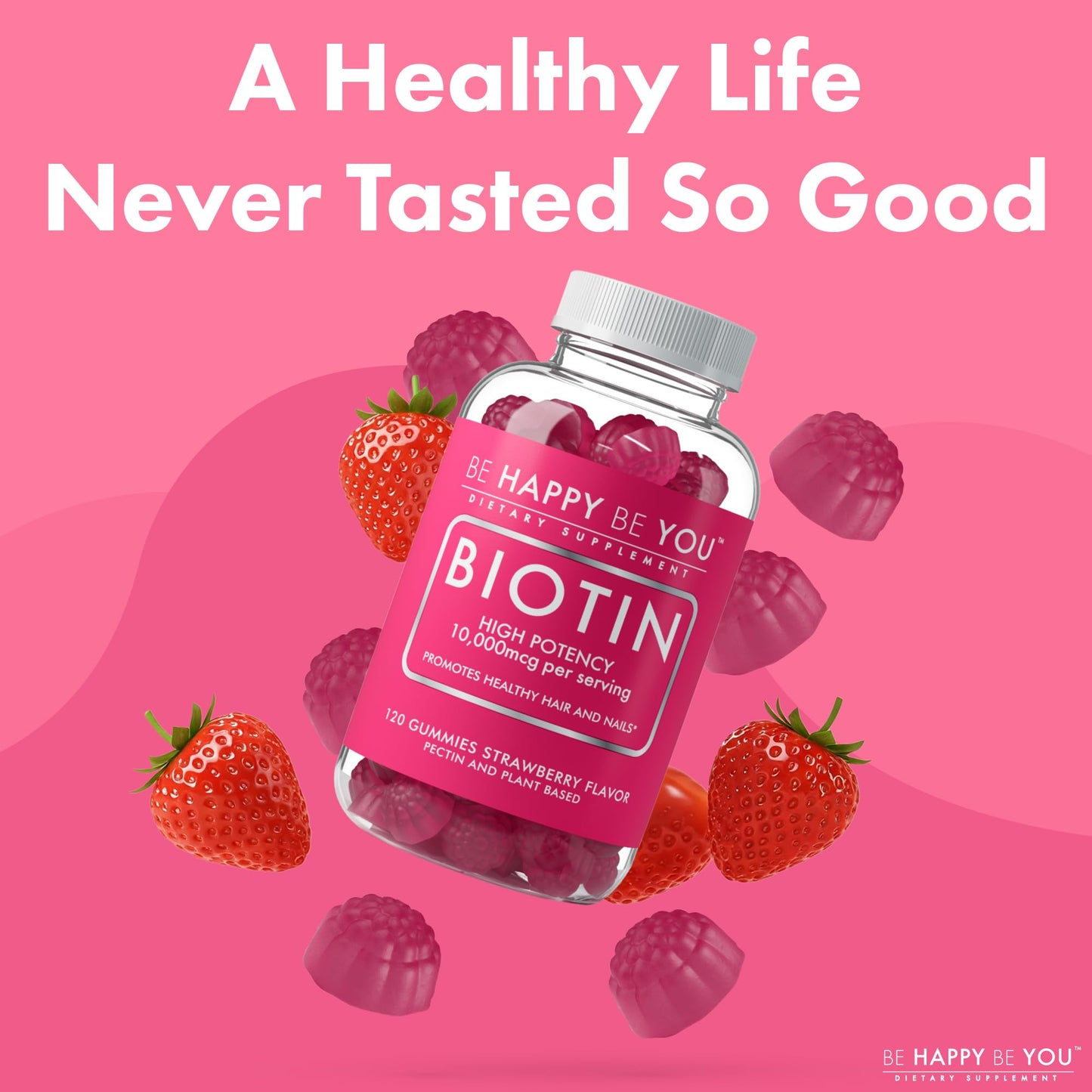 Be Happy Be You Biotin Gummies 10,000mcg, 120 Count