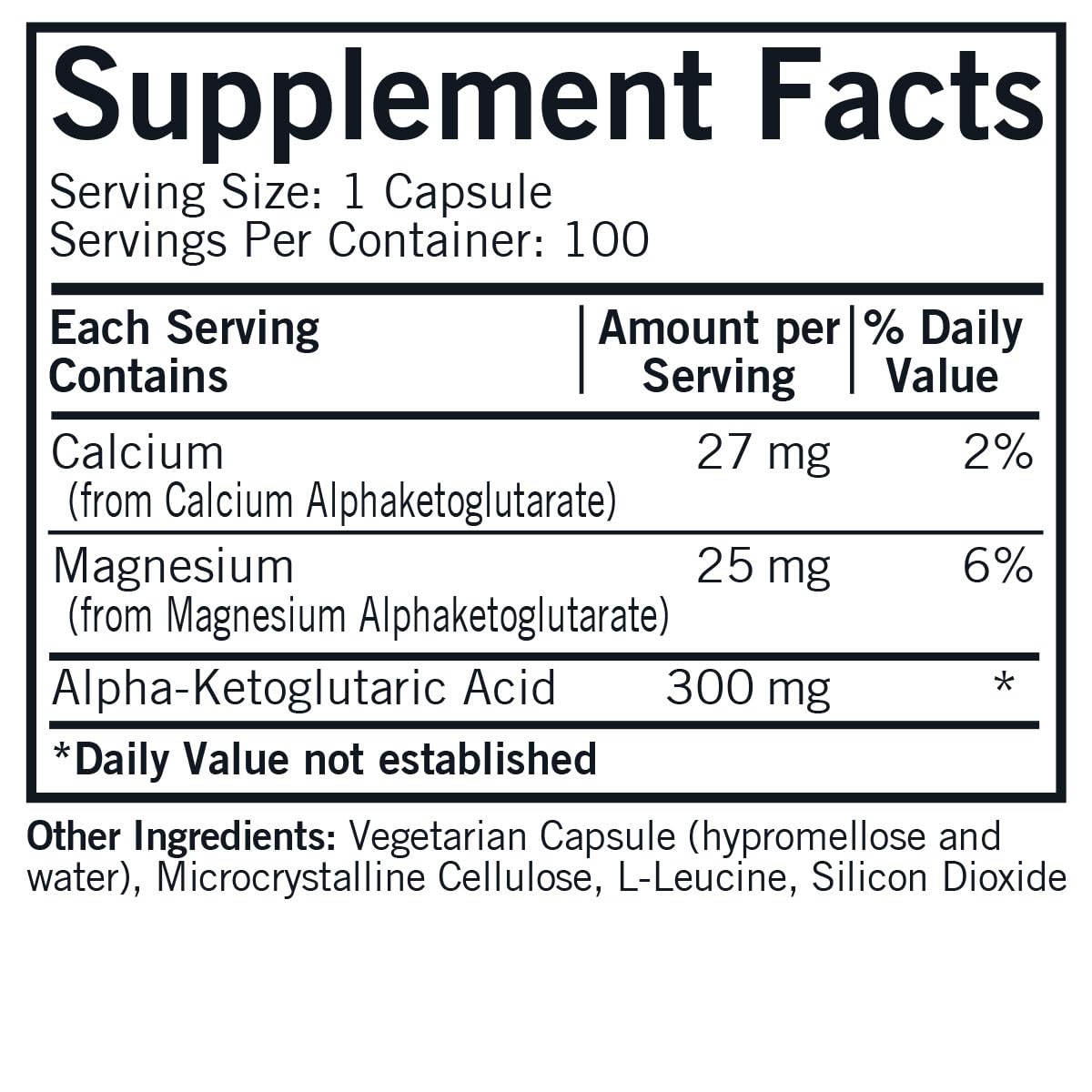 Kirkman Alpha-Ketoglutaric Acid 300 mg - Hypoallergenic, 100 Vegetarian Capsules