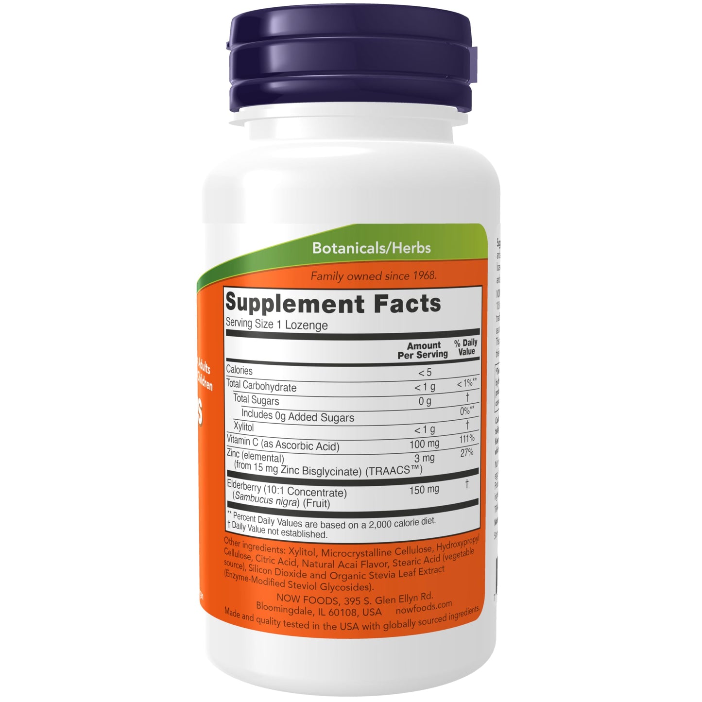 NOW Foods Sambucus Zinc-C with Elderberry Concentrate and Vitamin C Tablets, 60 Count