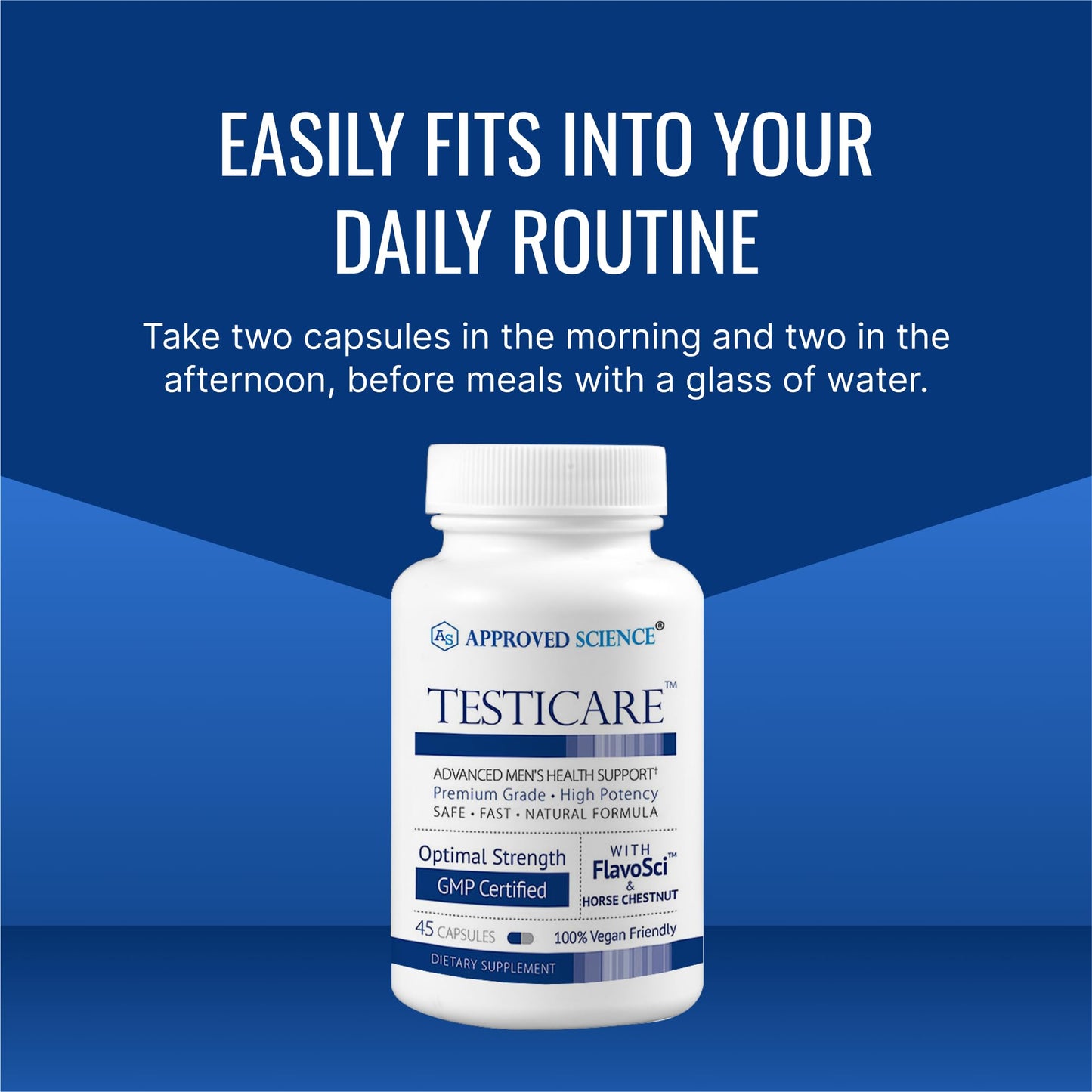 Approved Science TestiCare - Testicular Vein Support - Horse Chestnut, Witch Hazel Capsules, 135 Capsules