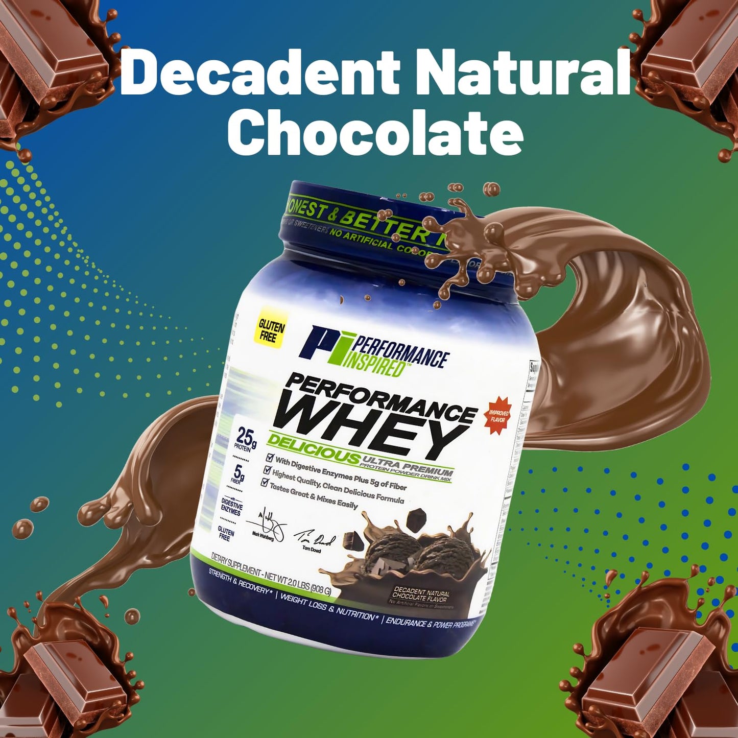 Performance Inspired Whey Protein Powder, 32 Servings, Decadent Natural Chocolate