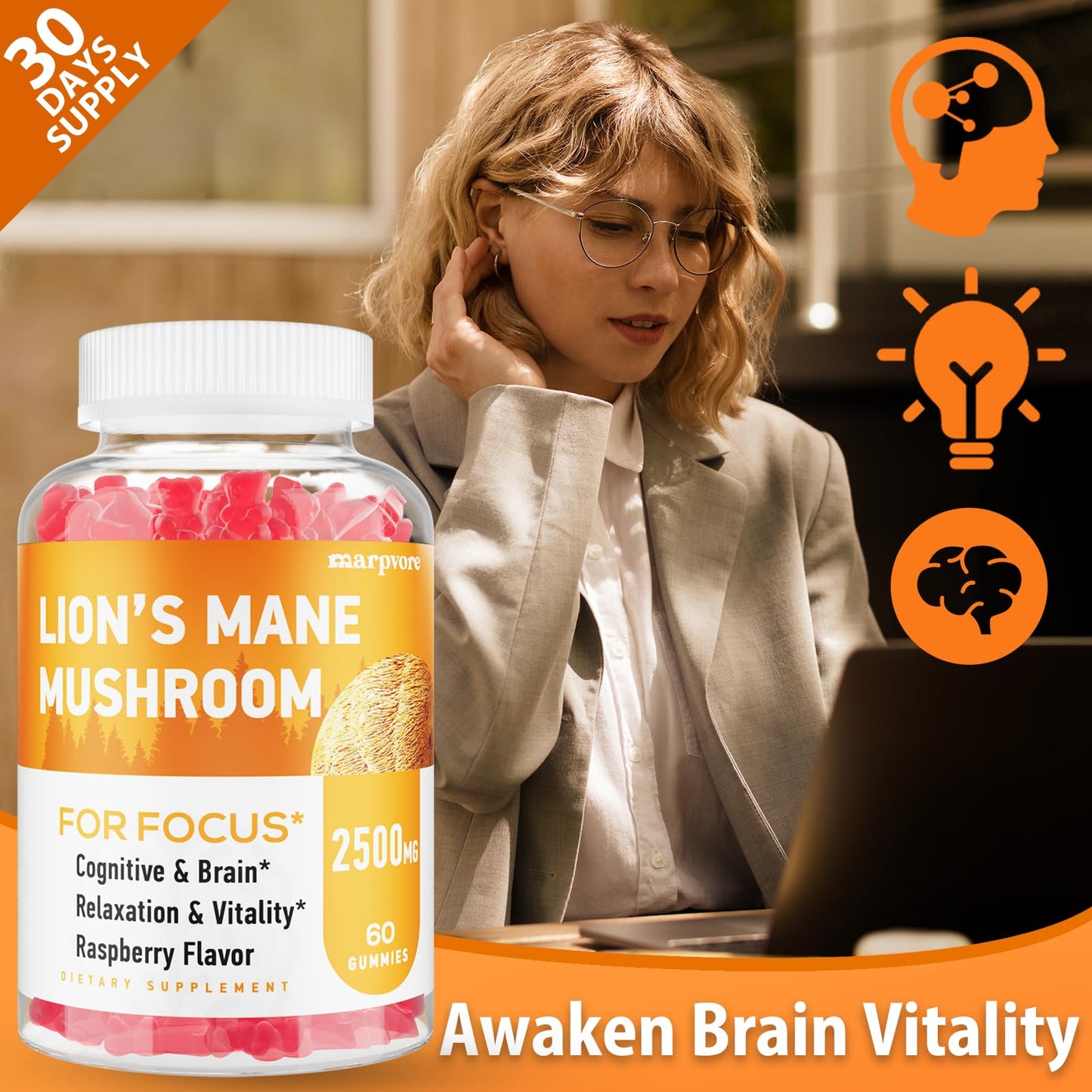 Marpvore Lions Mane Gummies Gummy 60 Count