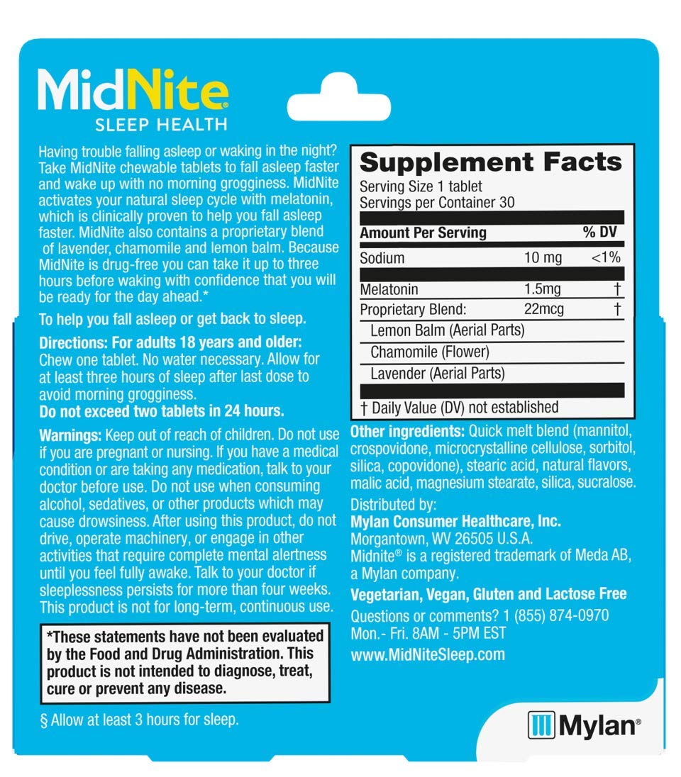 MidNite Natural Sleep Supplement Tablets 60 Count