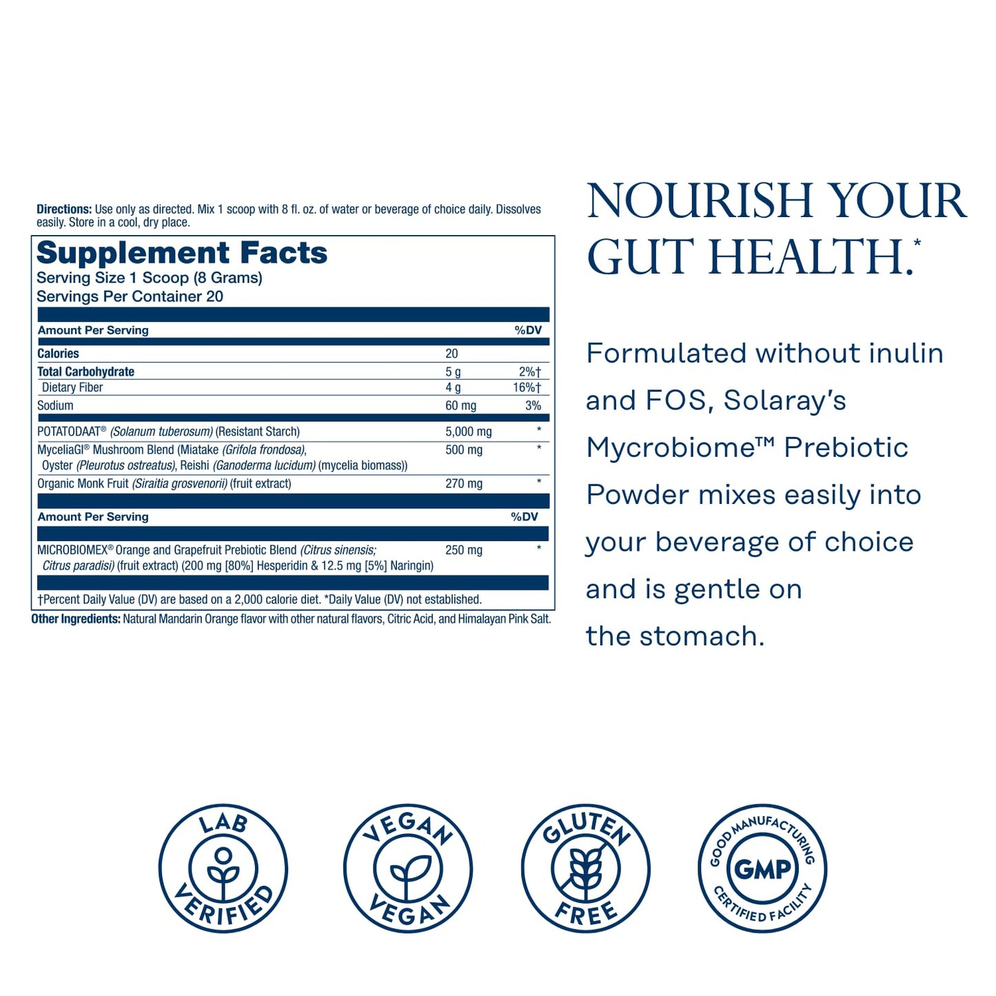 SOLARAY Mycrobiome Prebiotic Powder 5.64 oz