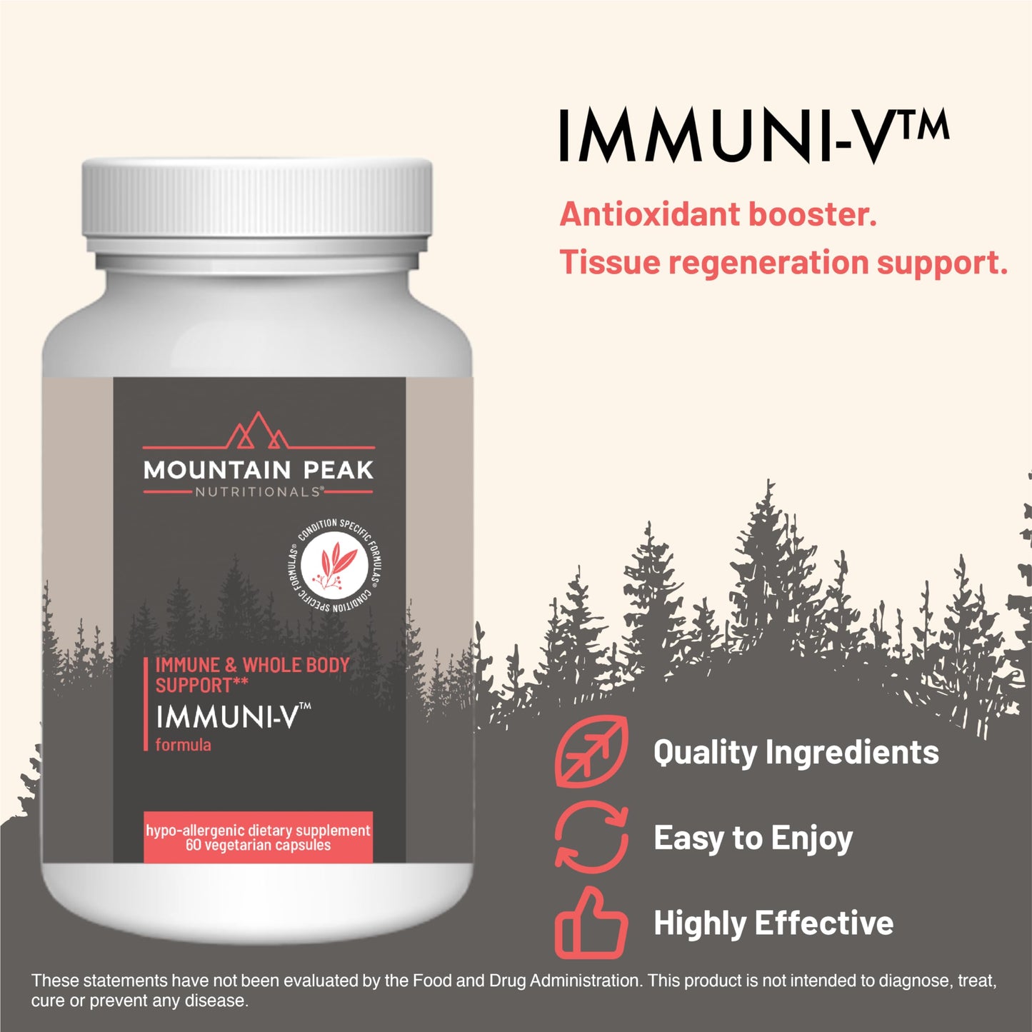 Mountain Peak Nutritionals Immuni-V Immune System & Whole Body Support Supplement - Natural Antioxidant Booster with Humic Acid, Olive Extract, & Elderberry 60 Capsules