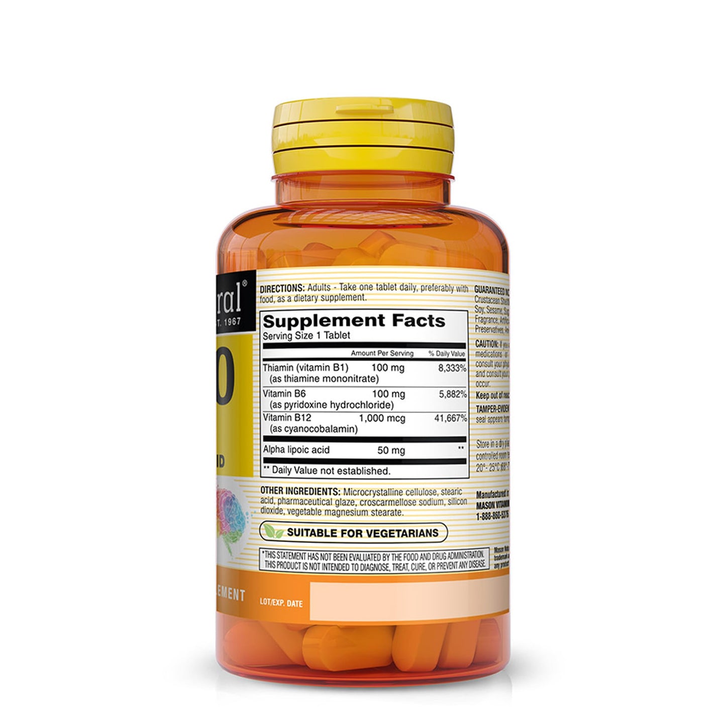 Mason Natural Neuro Complex with Alpha Lipoic Acid & Vitamin B12, 100 Tablets