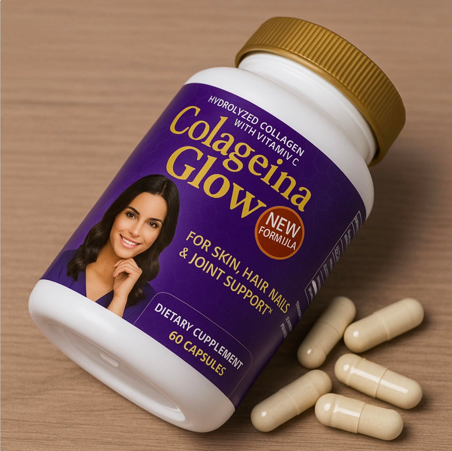 Generic Colageina Glow Hydrolyzed Collagen Supplement 60 Capsules