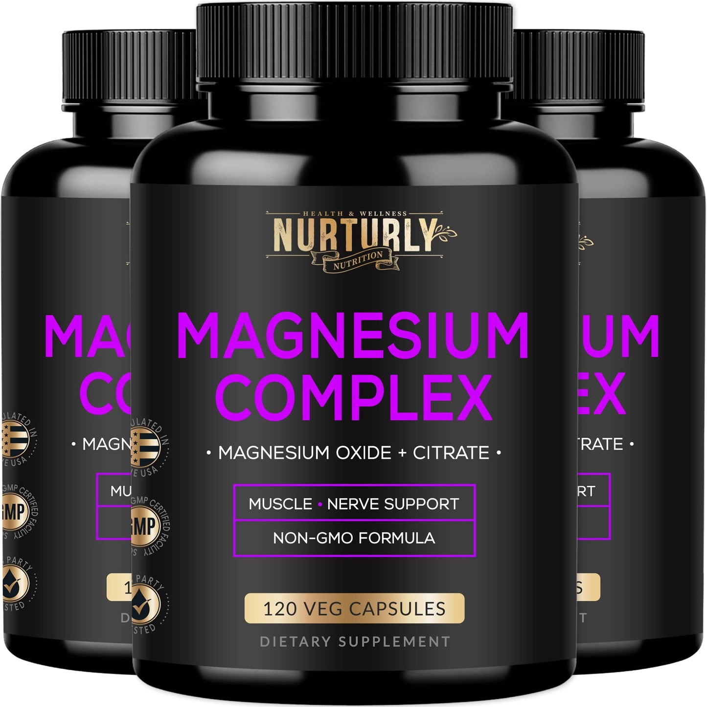 NURTURLY Magnesium Citrate & Oxide 500mg Complex Capsule, 360 Count
