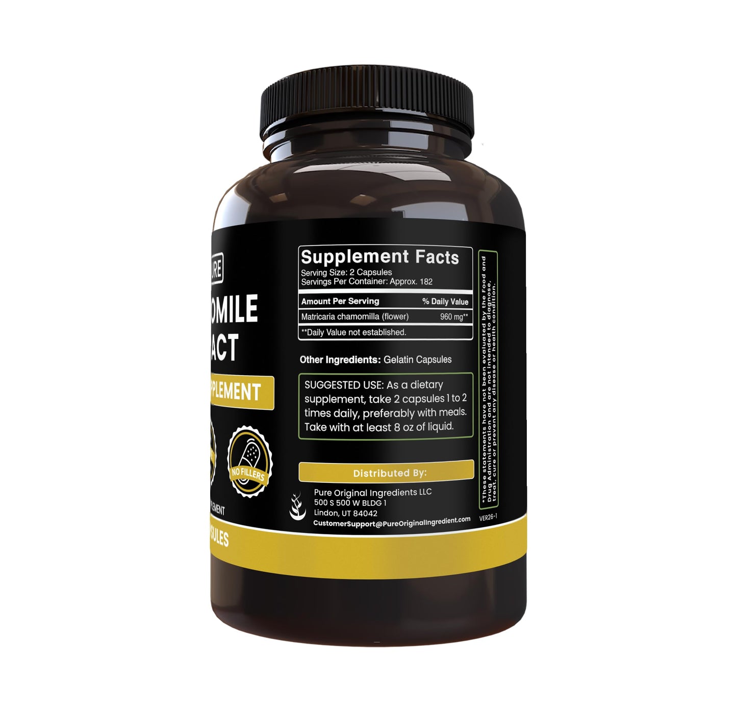 PURE ORIGINAL INGREDIENTS Chamomile Extract Capsules, 365 Count
