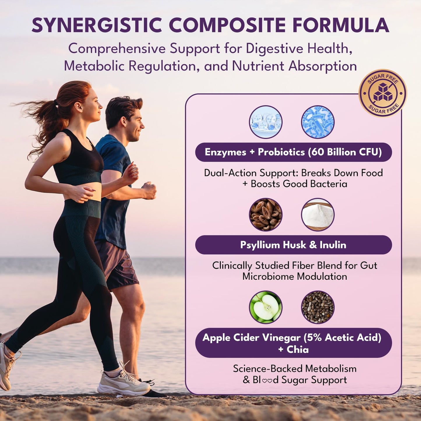 GZ HAOYUAN Fiber Gummies for Adults - Sugar Free Fiber Supplement 17 in 1, Probiotic 60 Billion CFU & Prebiotic with Digestive Enzymes, Inulin, Psyllium, Gut & Digestive Health, 180 Count