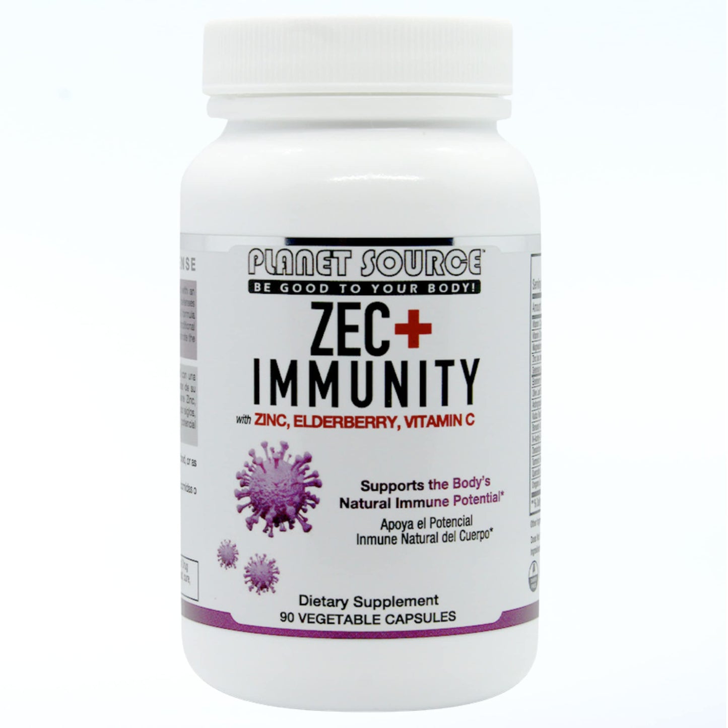 Planet Source ZEC+ Immunity Adult Vitamins with Zinc, Elderberry, and Vitamin C - Natural Elderberry Immune Support Veggie Capsules, 90 Count