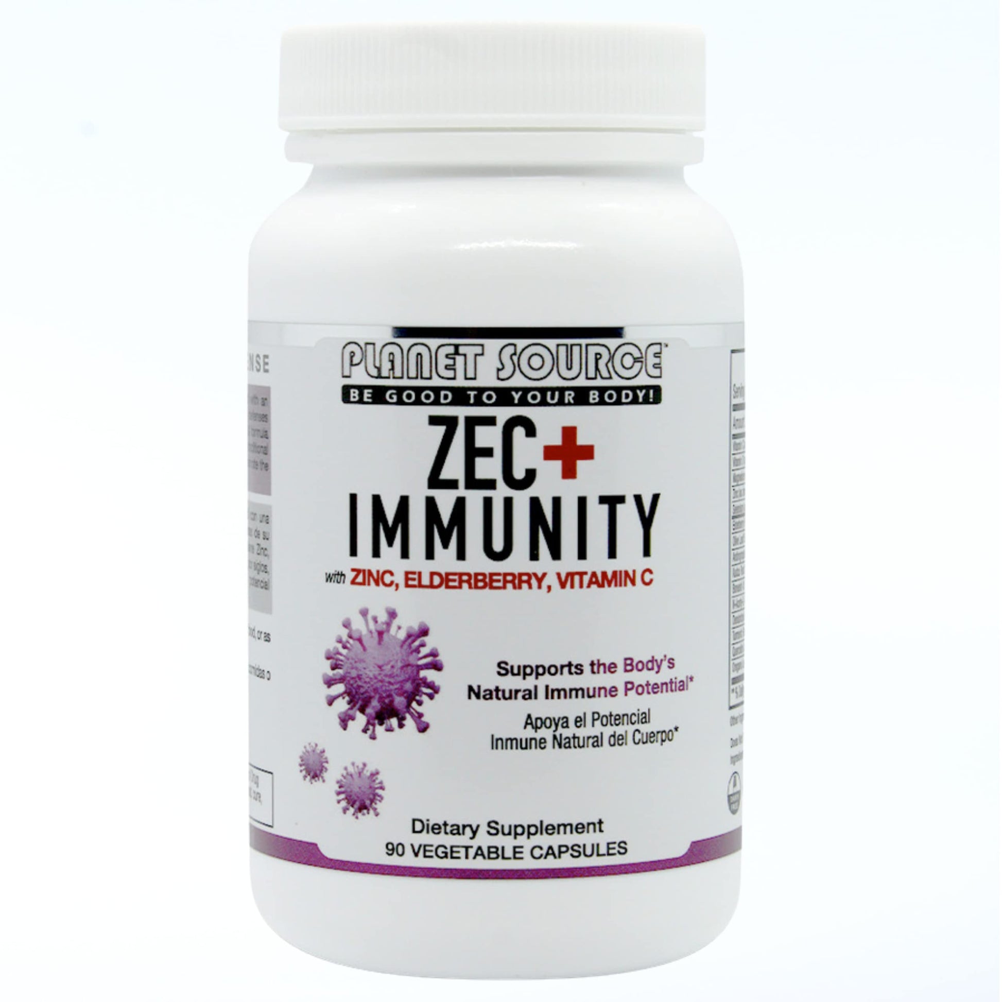Planet Source ZEC+ Immunity Adult Vitamins with Zinc, Elderberry, and Vitamin C - Natural Elderberry Immune Support Veggie Capsules, 90 Count