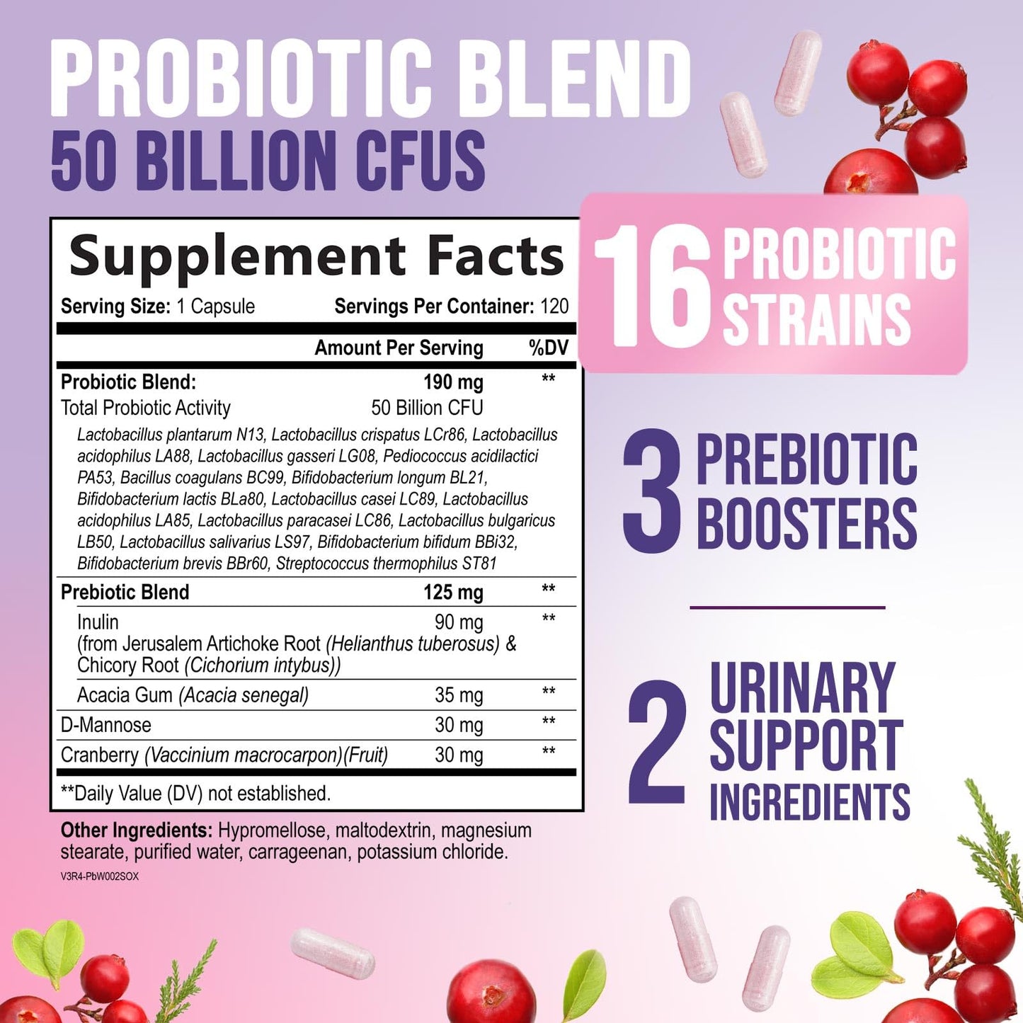 Nature's Nutrition Probiotics for Women Capsules 120 Count - Probiotic Blend 50 Billion CFU per Capsule, 16 Strains