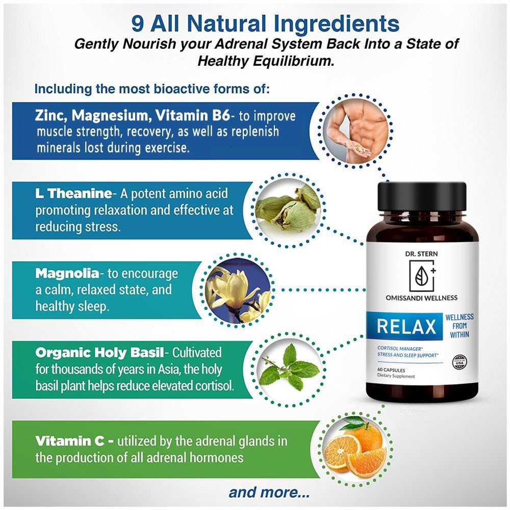 Dr. Stern OMISSANDI-Wellness Relax Adrenal Support Supplement Capsule, 60 Count