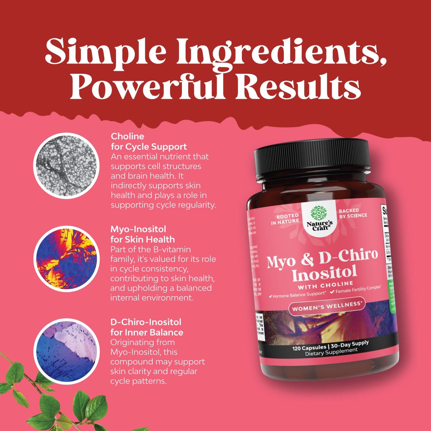 Natures Craft Myo-Inositol & D-Chiro Inositol Capsules 120 Count