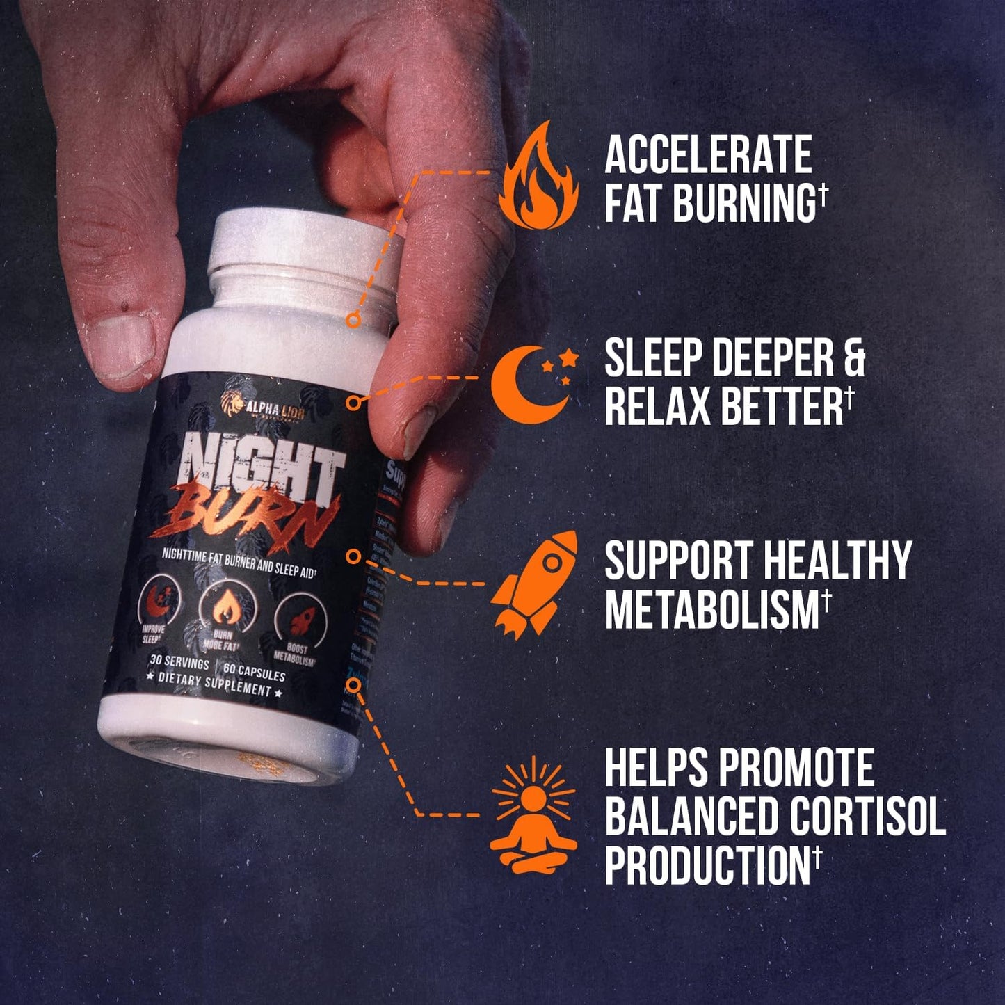 ALPHA LION Night Burn Metabolism Booster Capsule, 60 Count