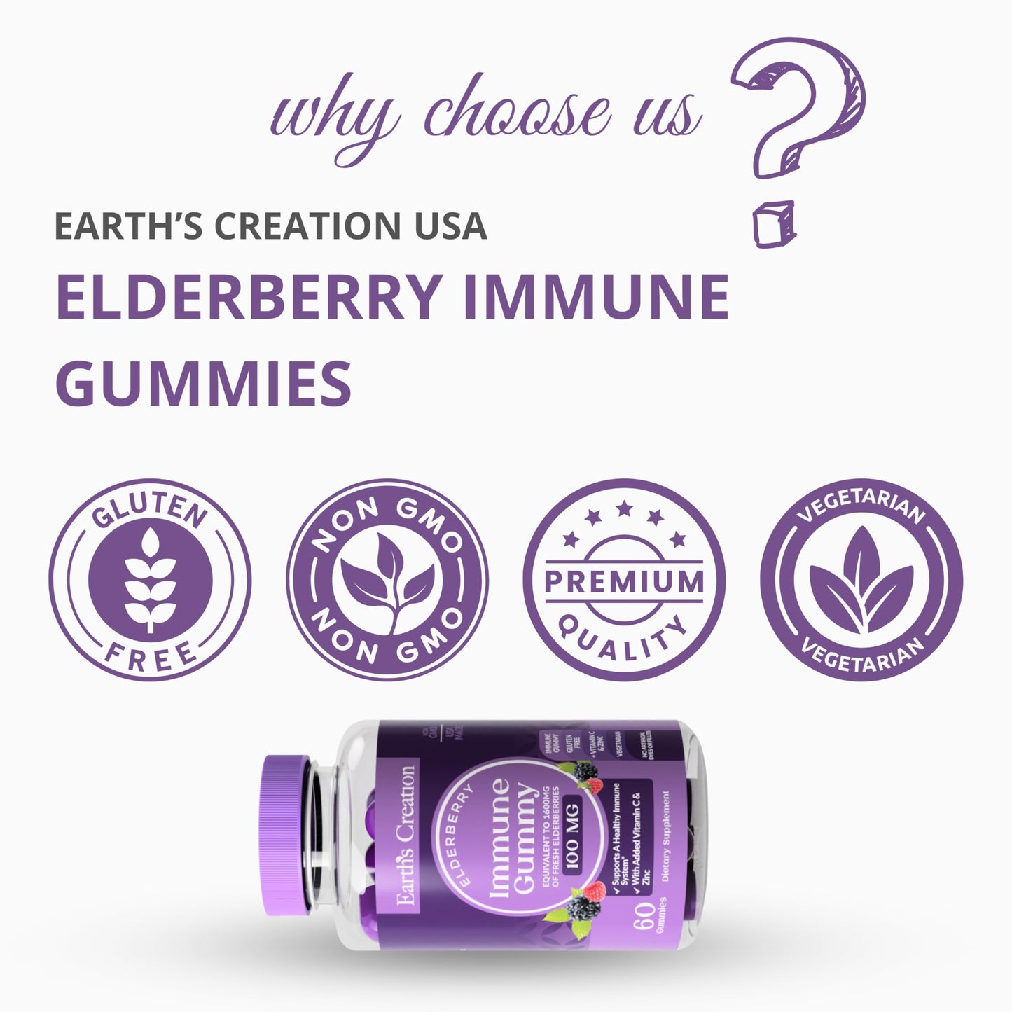 Earth's Creation Elderberry Gummies 60 Count