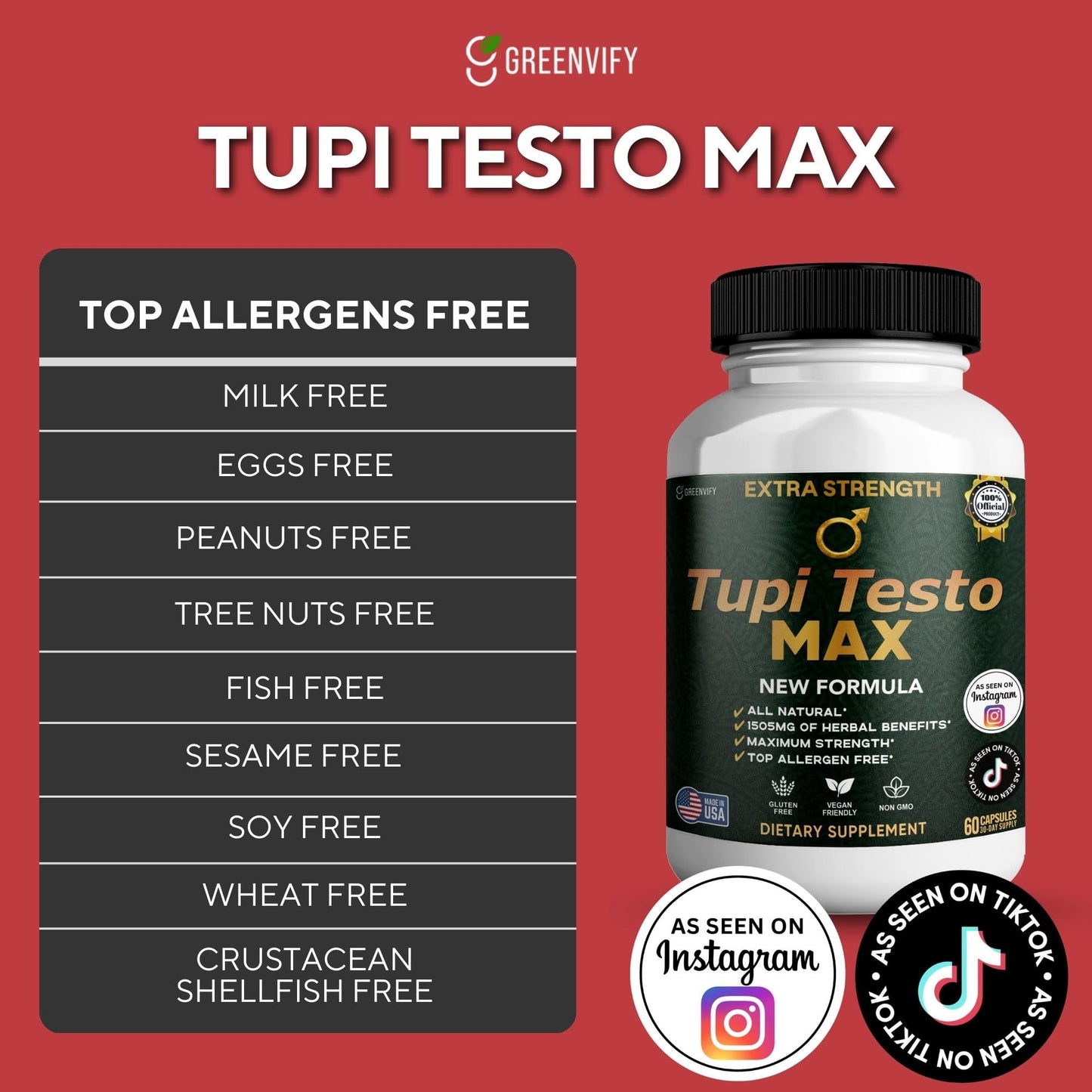 GREENVIFY Tupi Testo MAX Capsule 60 Count