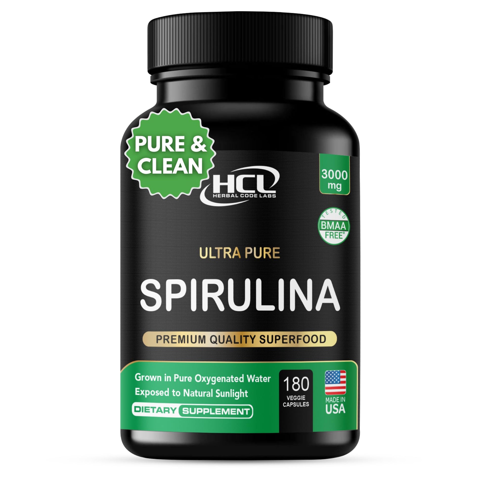 HCL Herbal Code Labs Spirulina Powder Capsules 180 Capsules