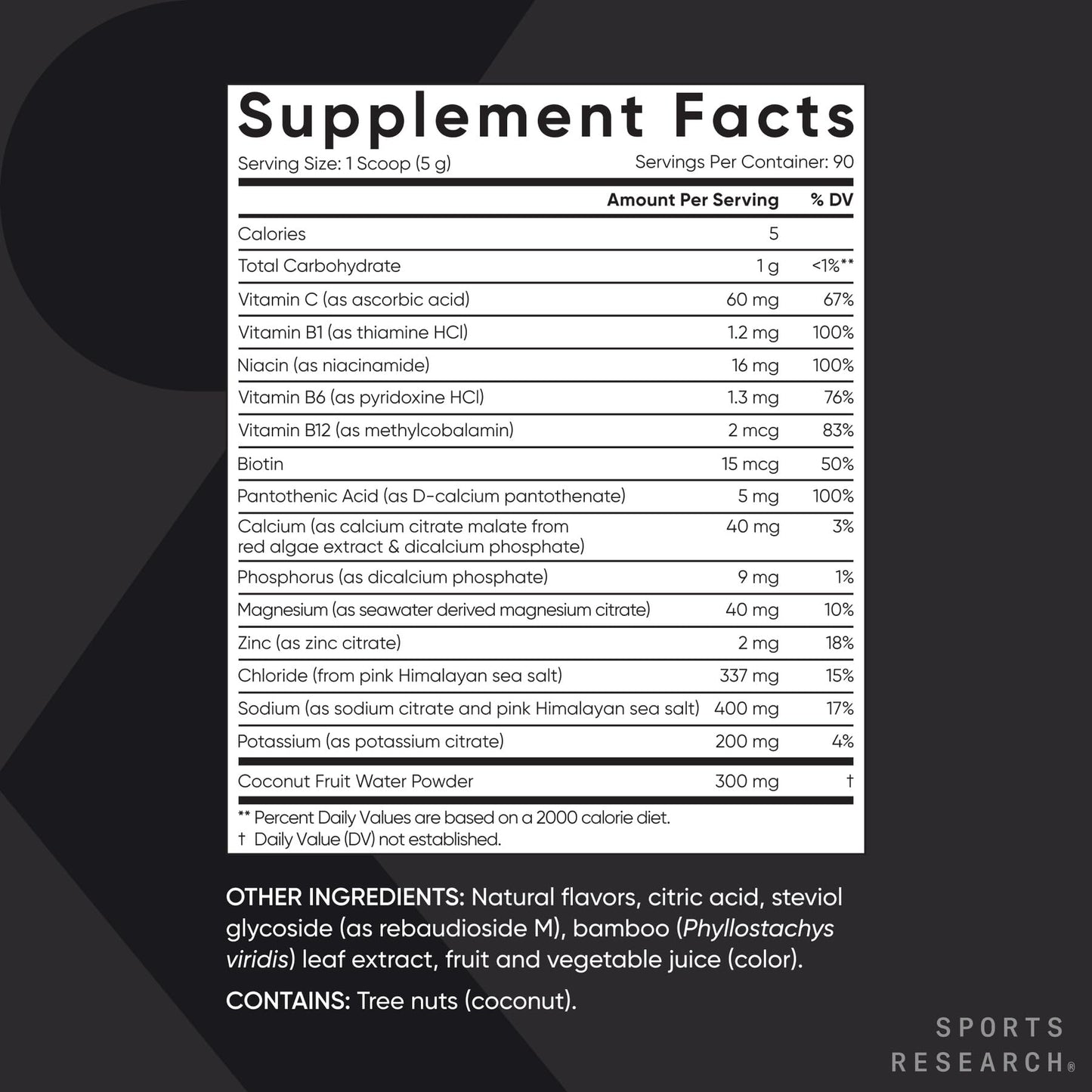 Sports Research Hydrate Electrolytes Cherry Pomegranate Powder, 90 Servings