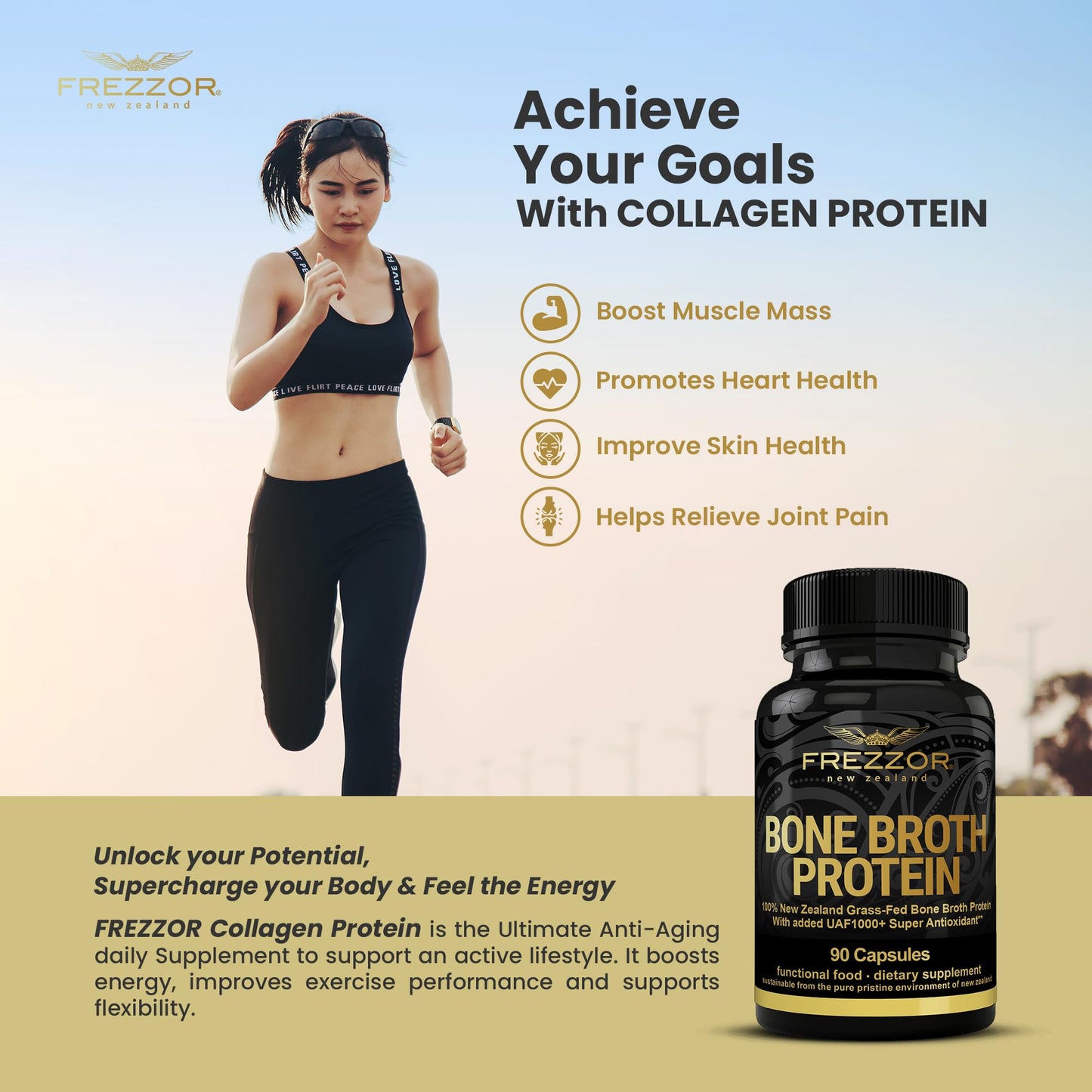 FREZZOR Bone Broth Protein Capsules, 180 Capsules