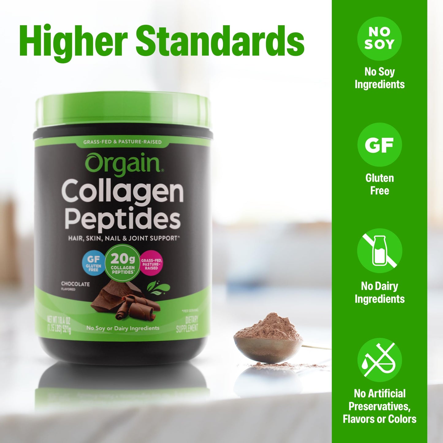 Orgain Hydrolyzed Collagen Peptides Powder, Chocolate, 16 oz
