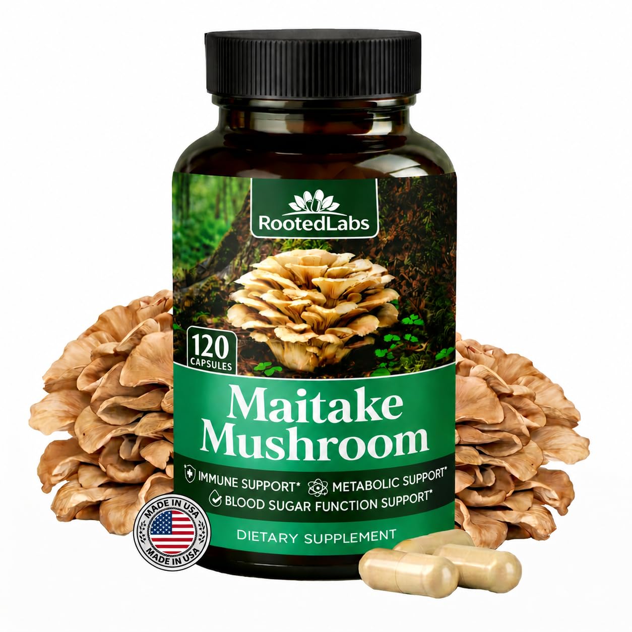 RootedLabs Maitake Mushroom Capsules 120 Count