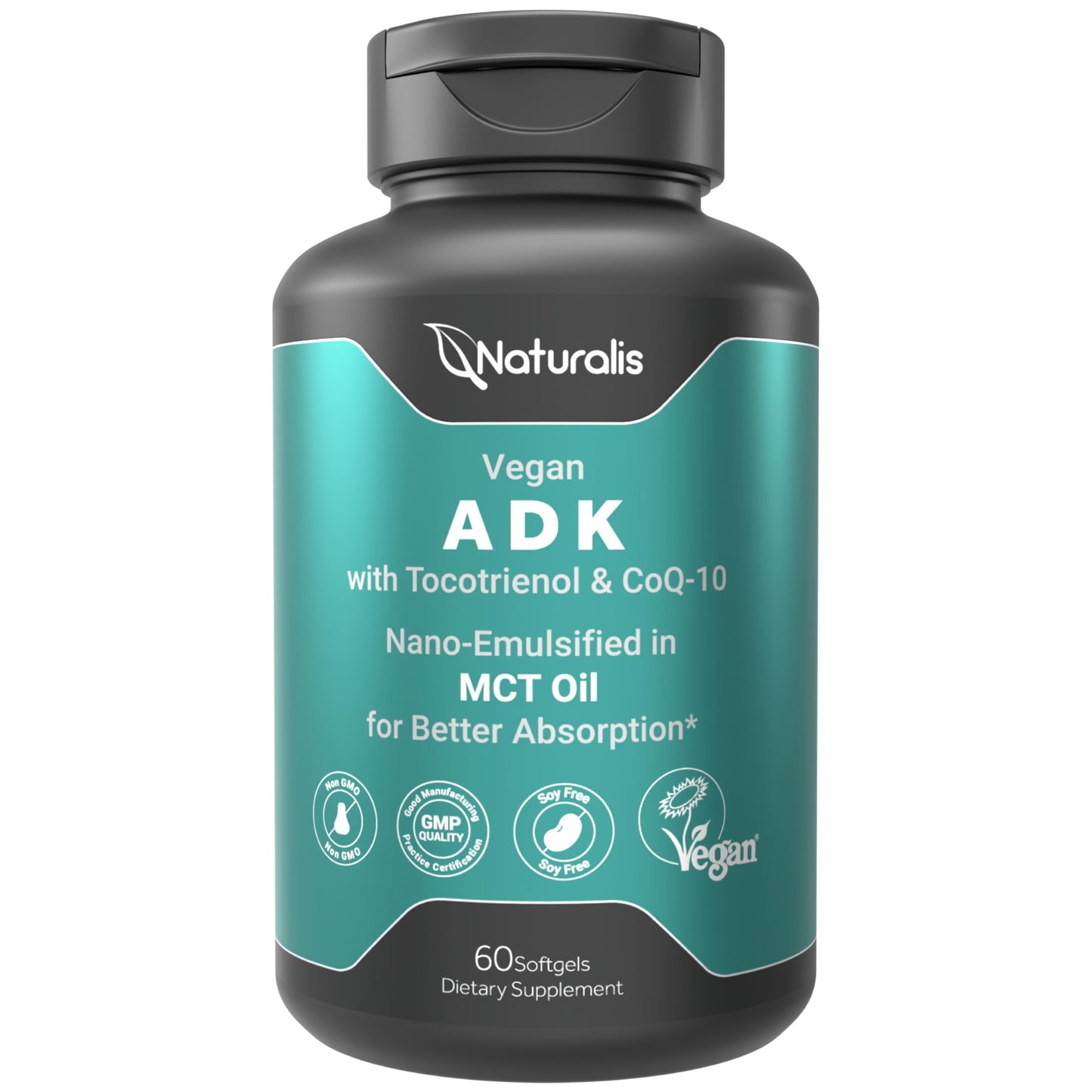 Naturalis Vegan Vitamin ADK with 50mg Tocotrienol and CoQ-10 Softgels 60