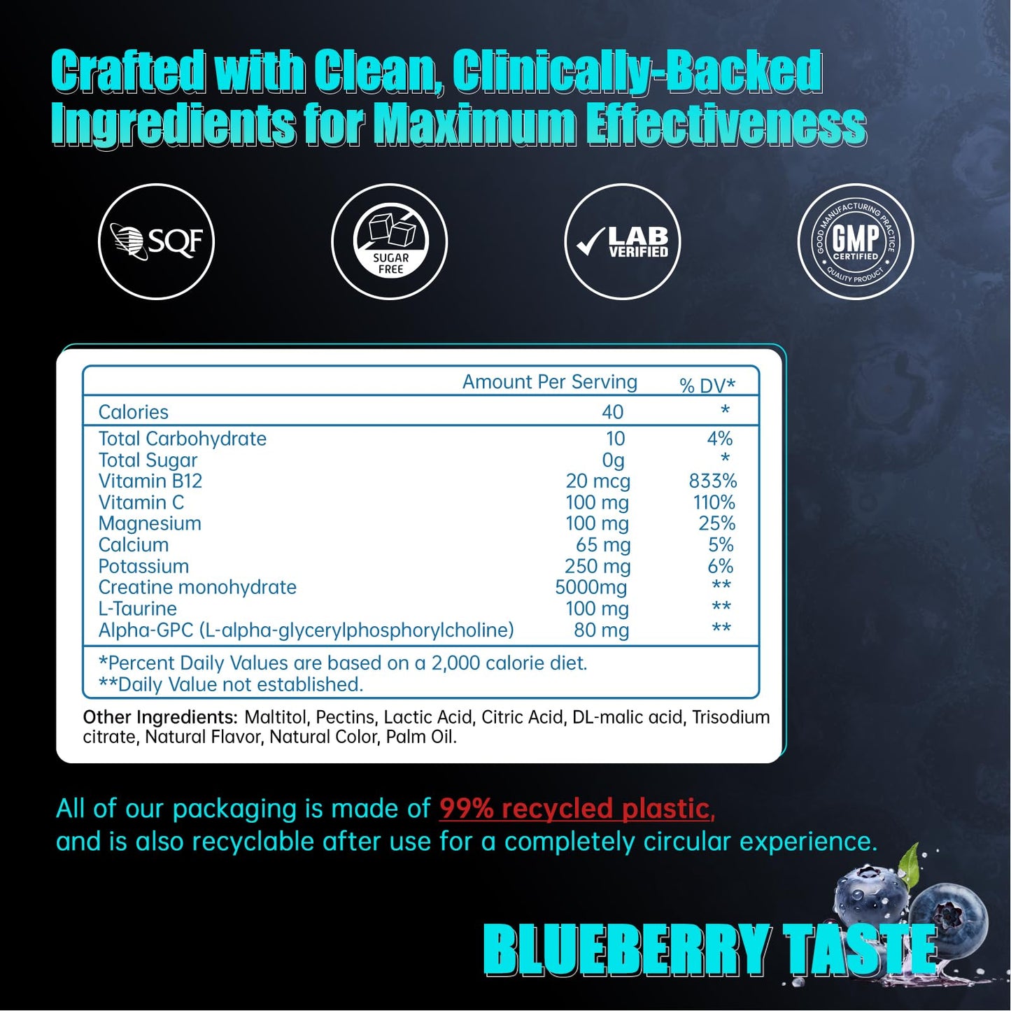 Vrixlanua Creatine Monohydrate Gummies, 120 Count