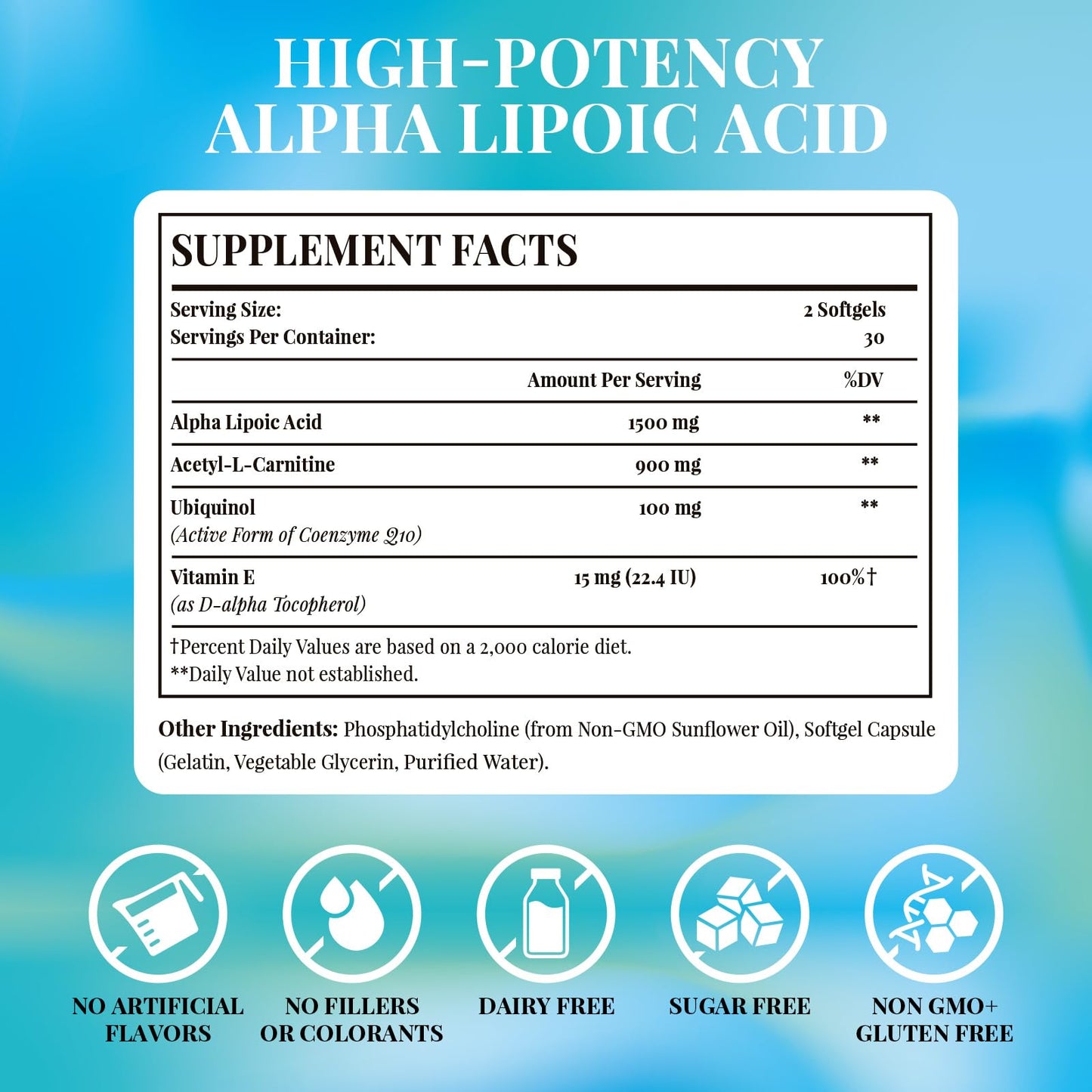 Fogoro Alpha Lipoic Acid 1500 mg-Liposomal ALA Supplement for Cellular Energy Production, Glucose and Lipid Metabolism, Free Radical Scavenger Softgels 120