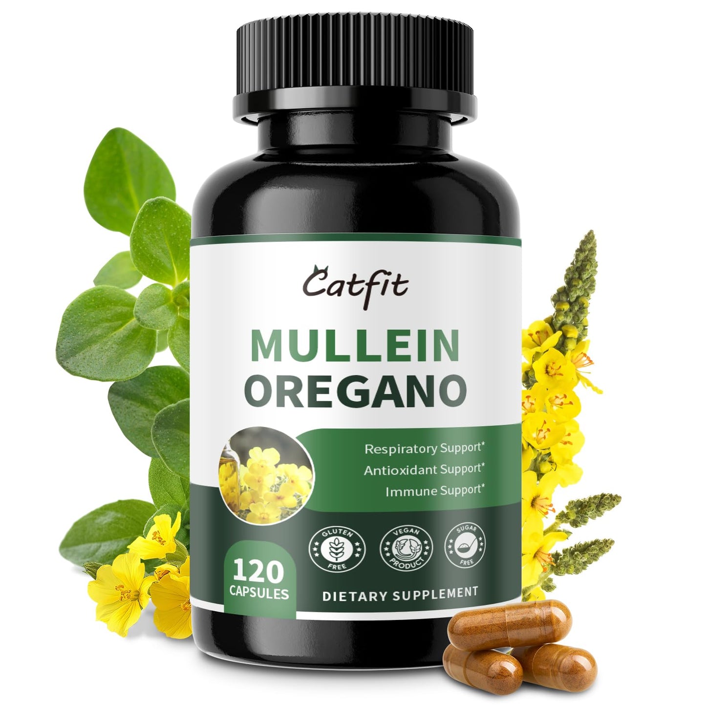 Catfit Mullein Oregano Oil Capsules, 120 Count