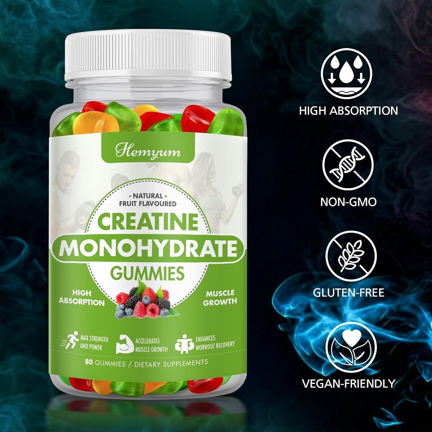Hemyum Creatine Monohydrate Gummies, 400 Count