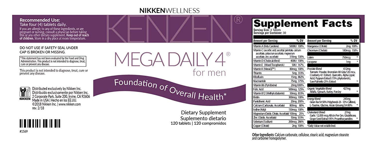 Nikken Mega Daily 4 for Men 120 Tablets
