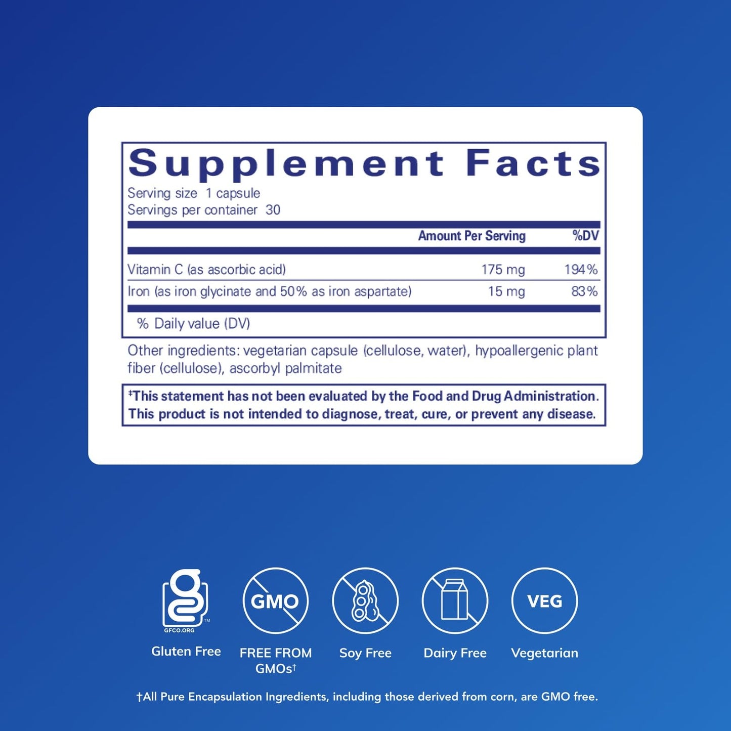 Pure Encapsulations Iron-C Capsule, 30 Capsules