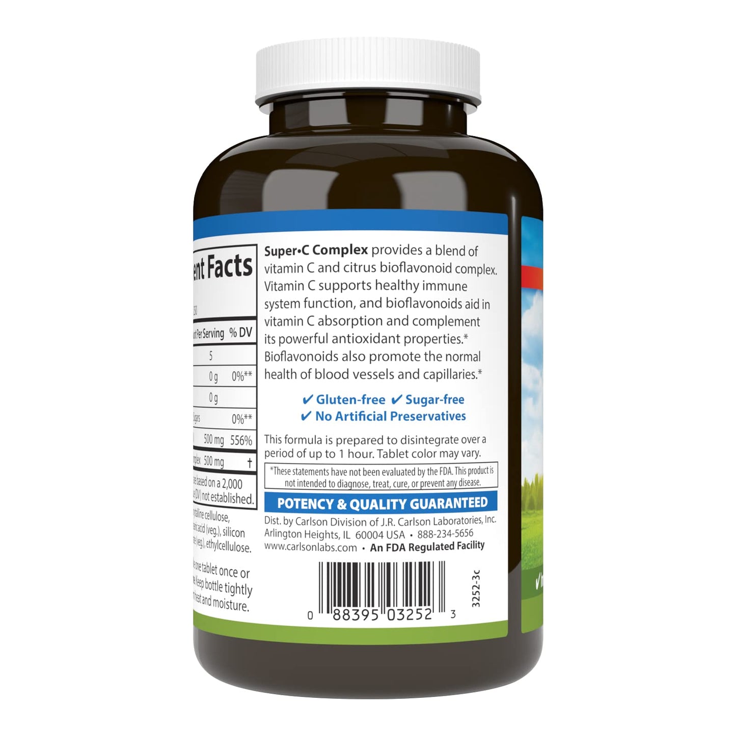 Carlson Super-C Complex 500 mg Vitamin C, 250 Tablets