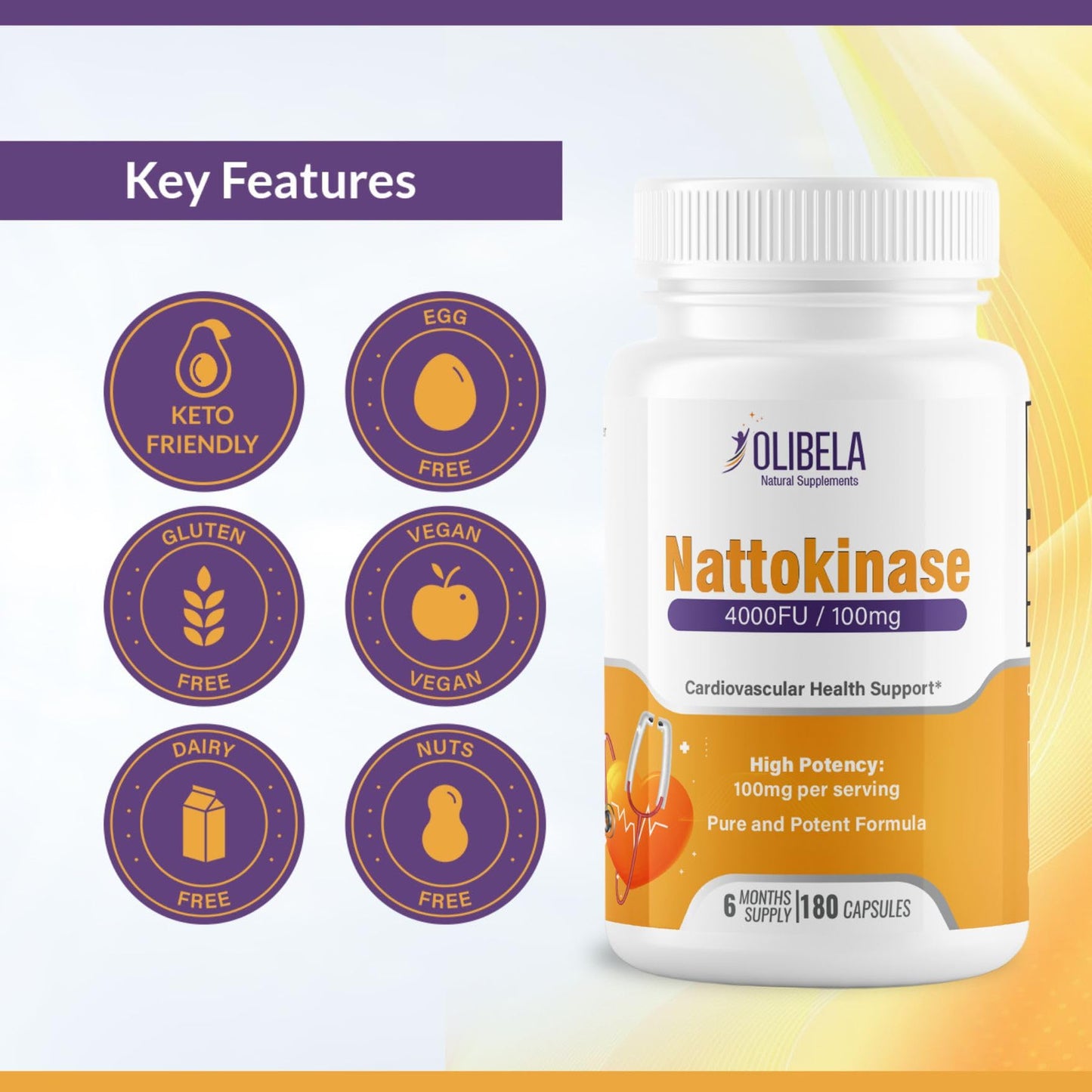 OLIBELA Nattokinase 4000FU Capsules 180