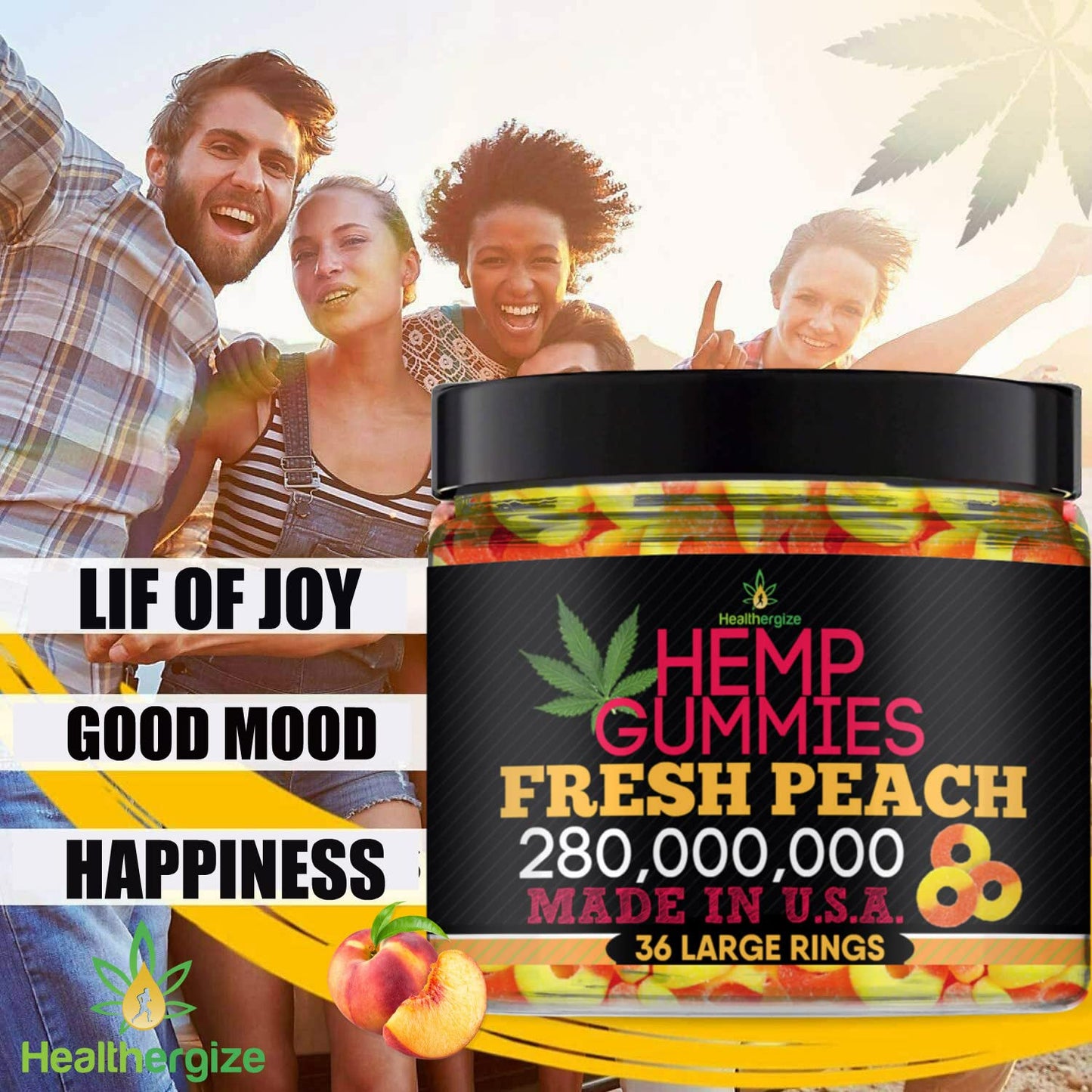 Healthergize Hemp Gummies Chewable 36 Count