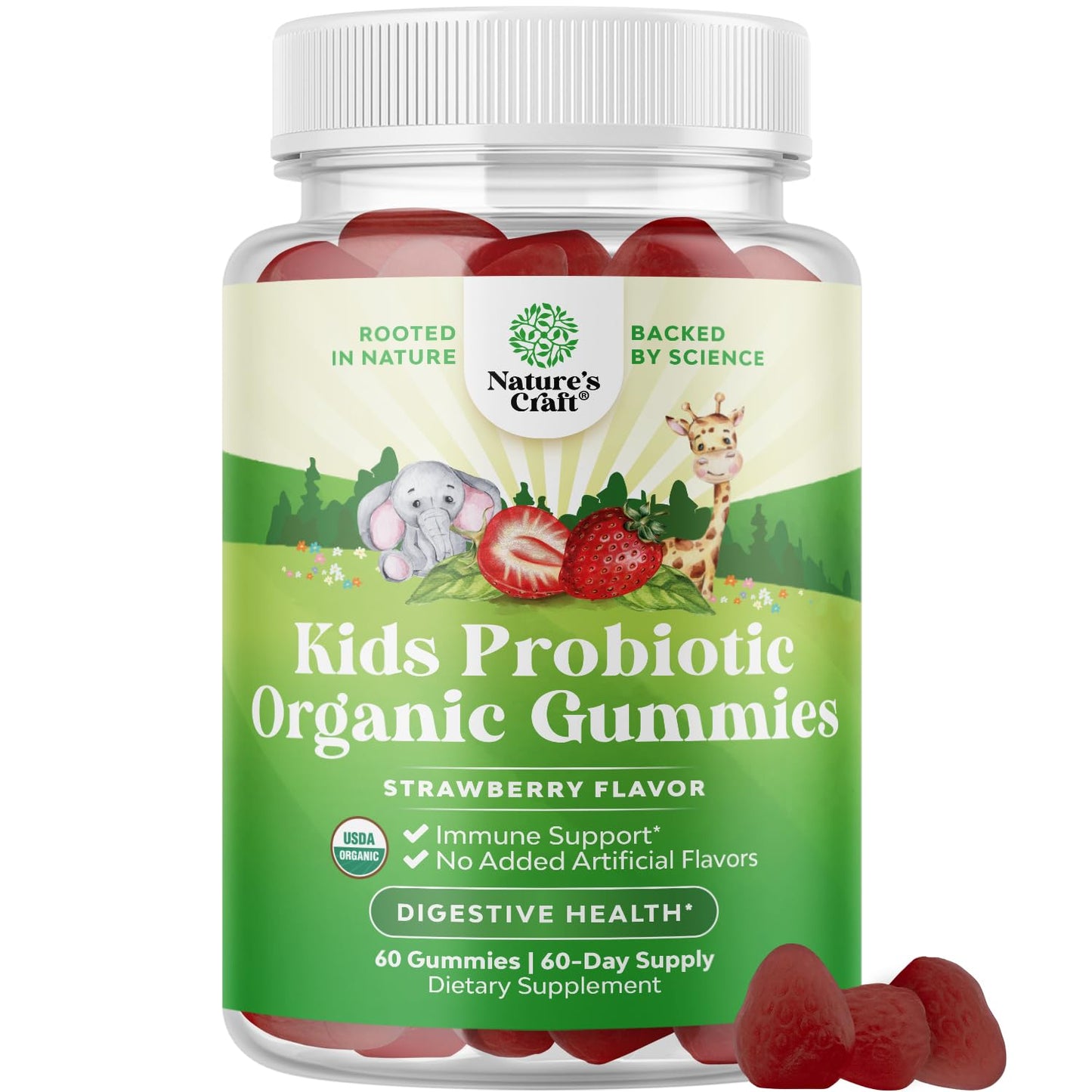 Natures Craft USDA Organic Kids Probiotic Gummies 60 Count