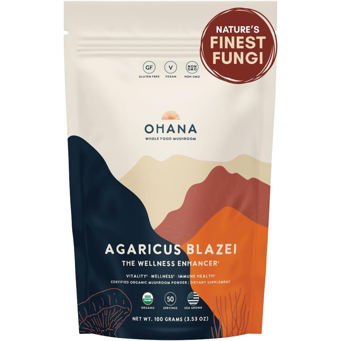 Ohana Mushrooms Agaricus Blazei Mushroom Supplement Powder 3.5274