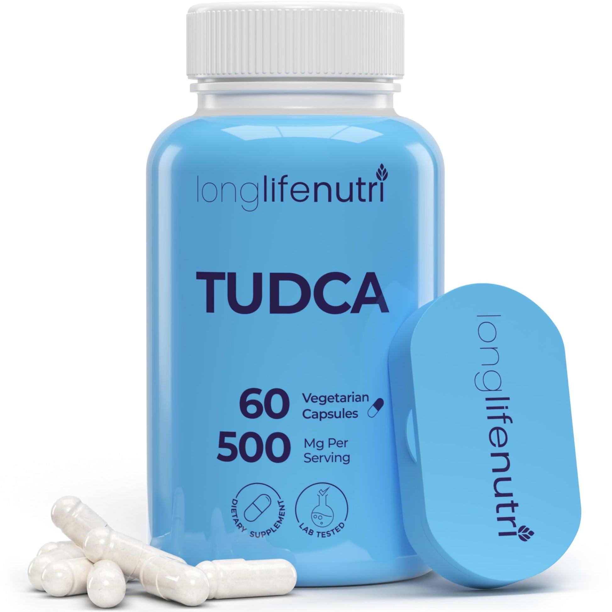 LongLifeNutri TUDCA Tauroursodeoxycholic Acid Bile Salt 500mg per Serving, 60 Vegetarian Capsules